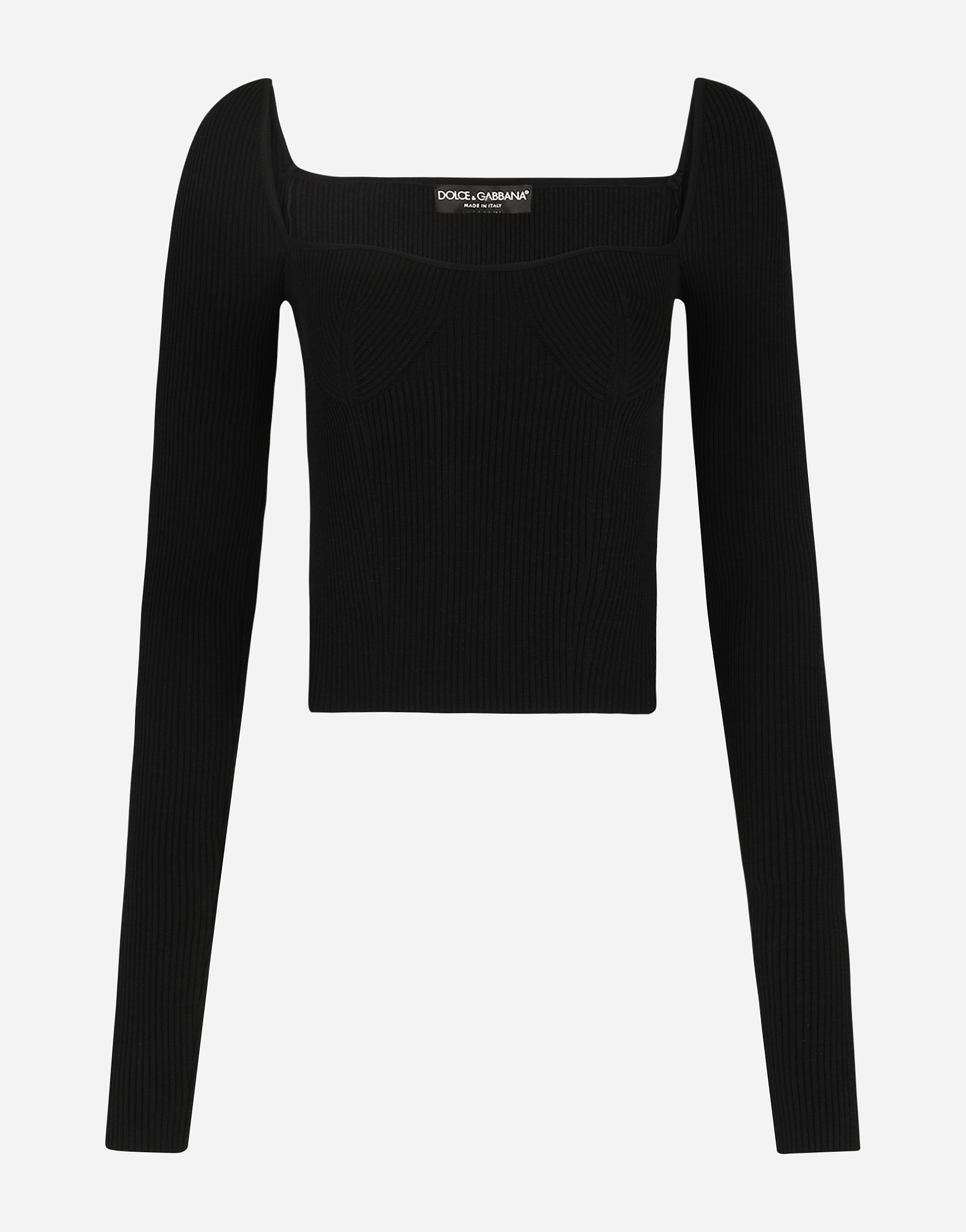 Full-fashioned viscose sweater in Black