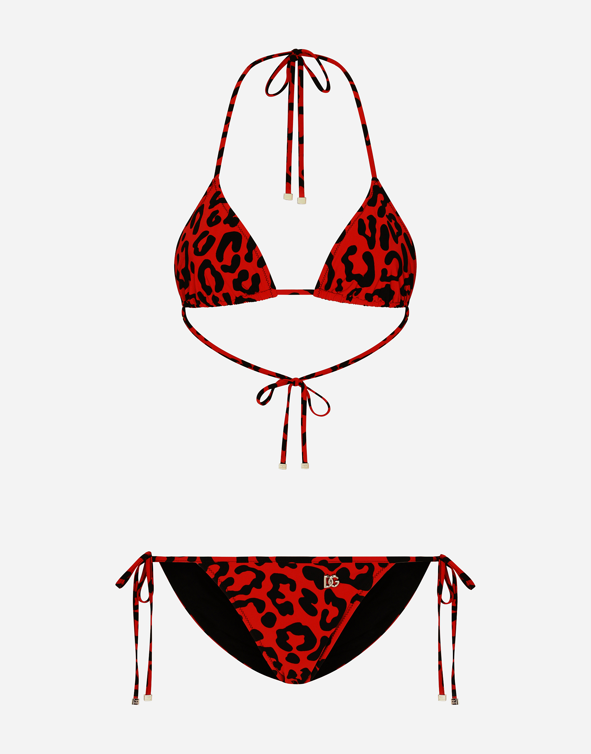Leopard-print triangle bikini in Multicolor