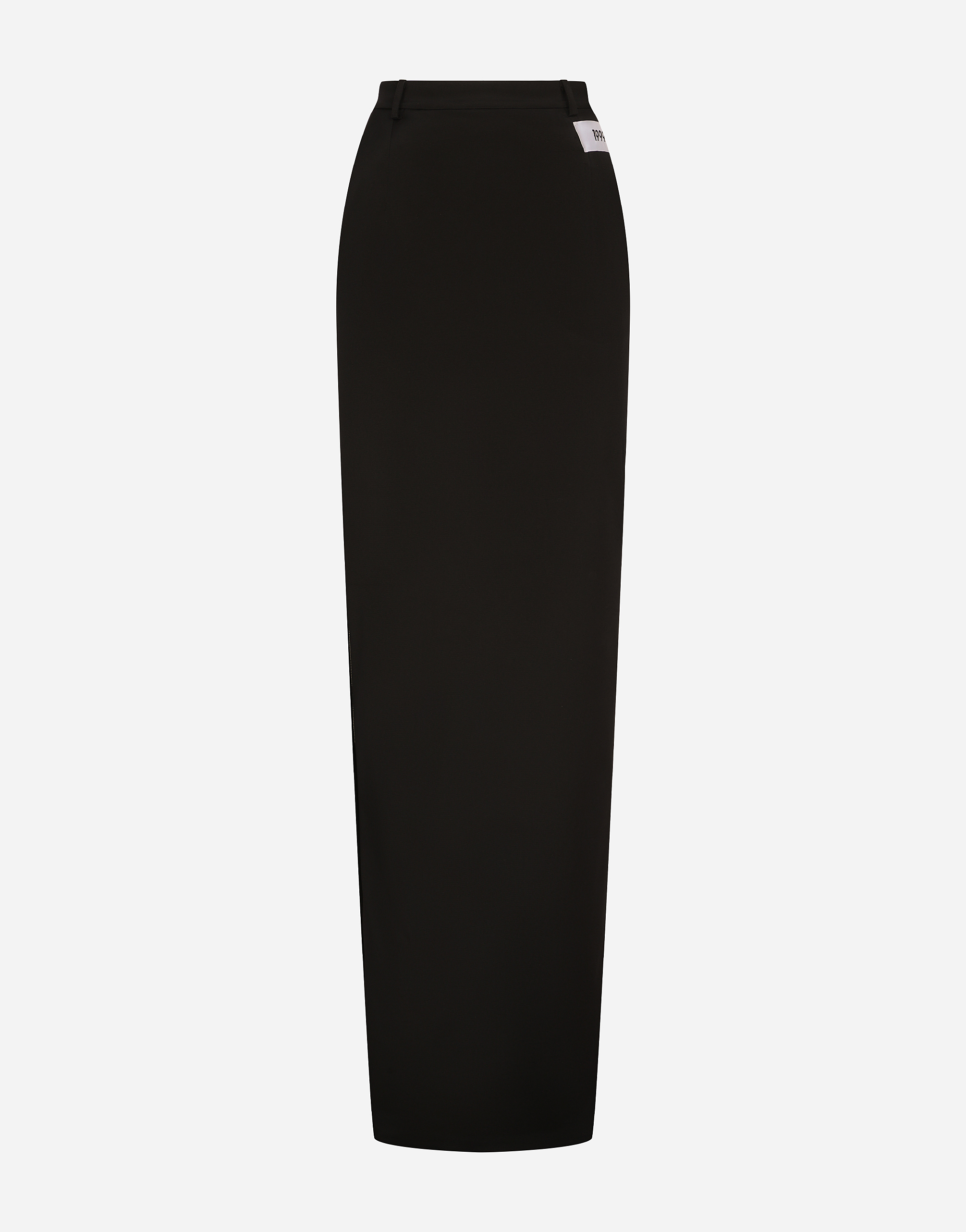 KIM DOLCE&GABBANA Long cady skirt with side zippers and slit in Black