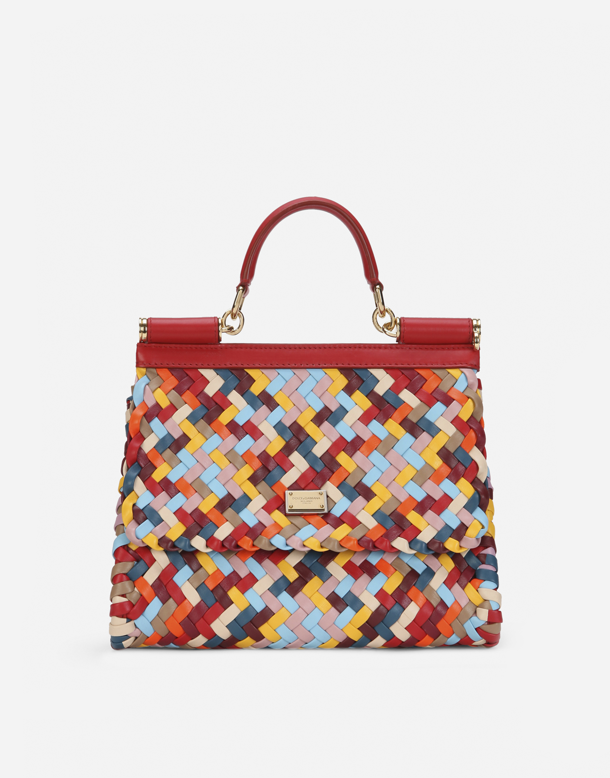 Medium Sicily bag in multi-colored woven nappa in Multicolor