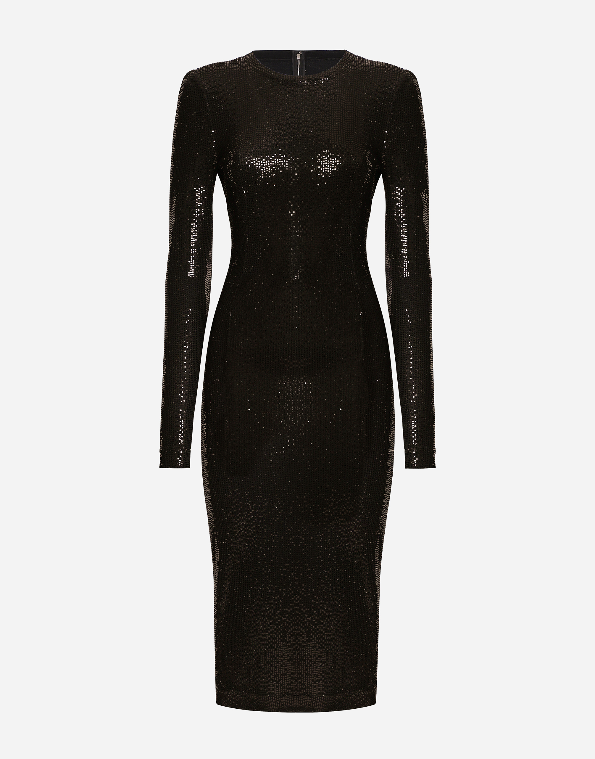 Jersey midi dress with sequins in Black