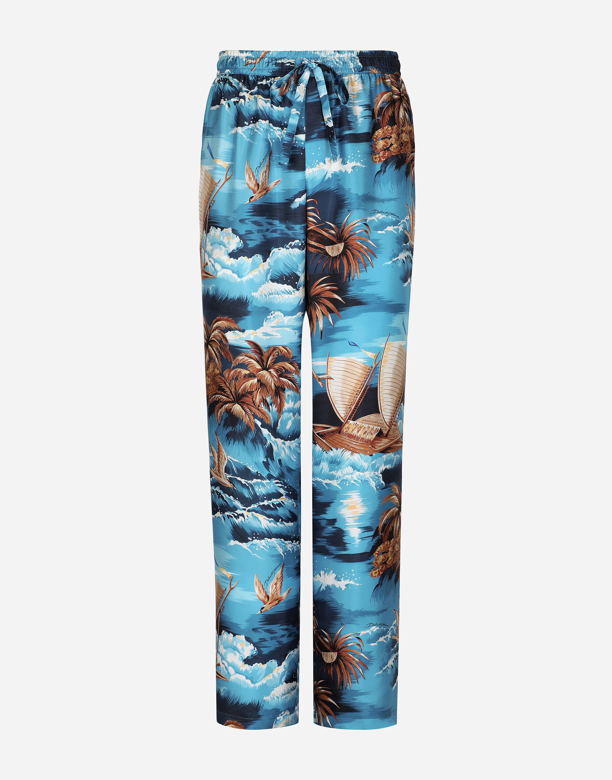 Hawaiian-print silk jogging pants in Multicolor