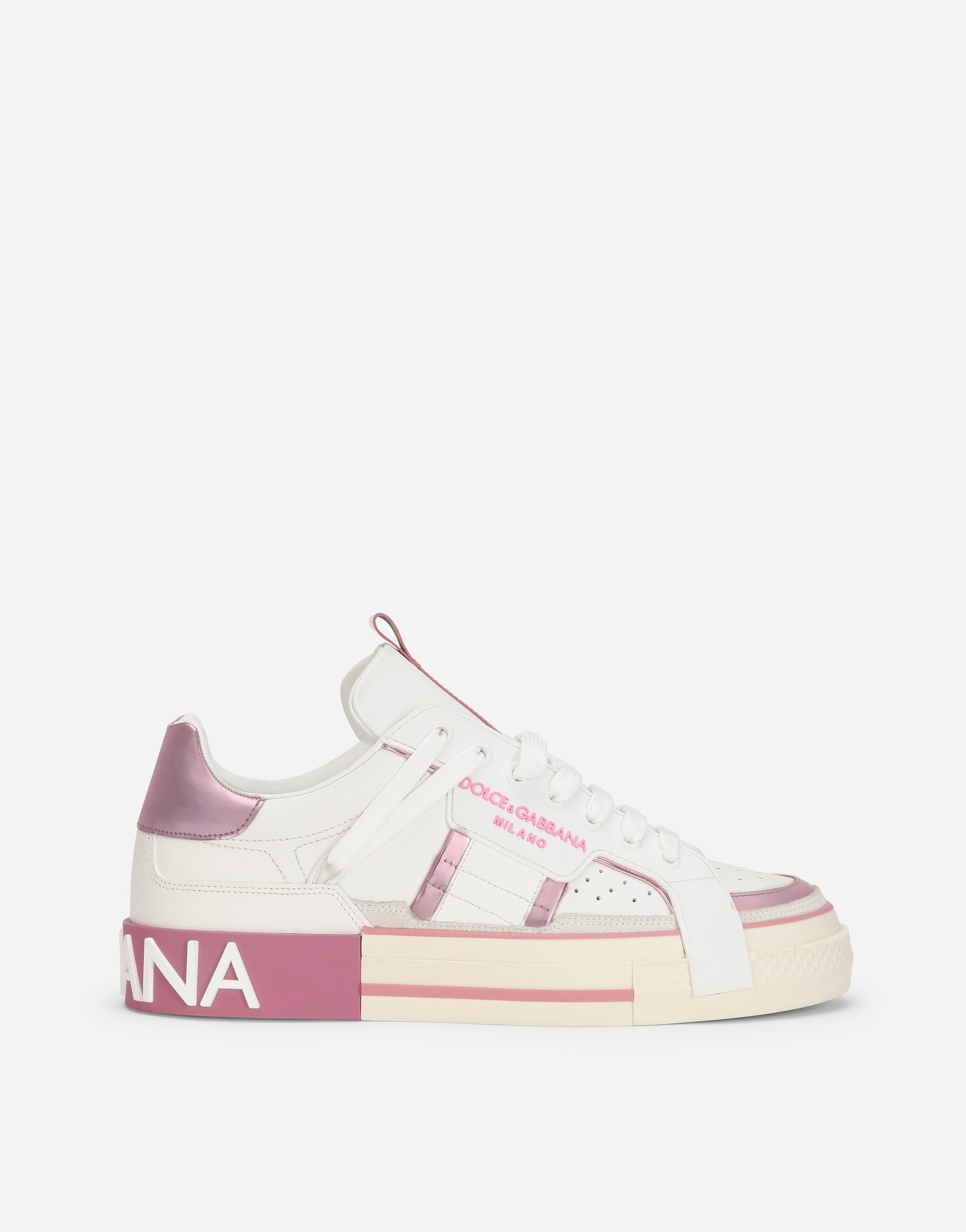 Calfskin 2.Zero Custom sneakers with contrasting details in White/Pink