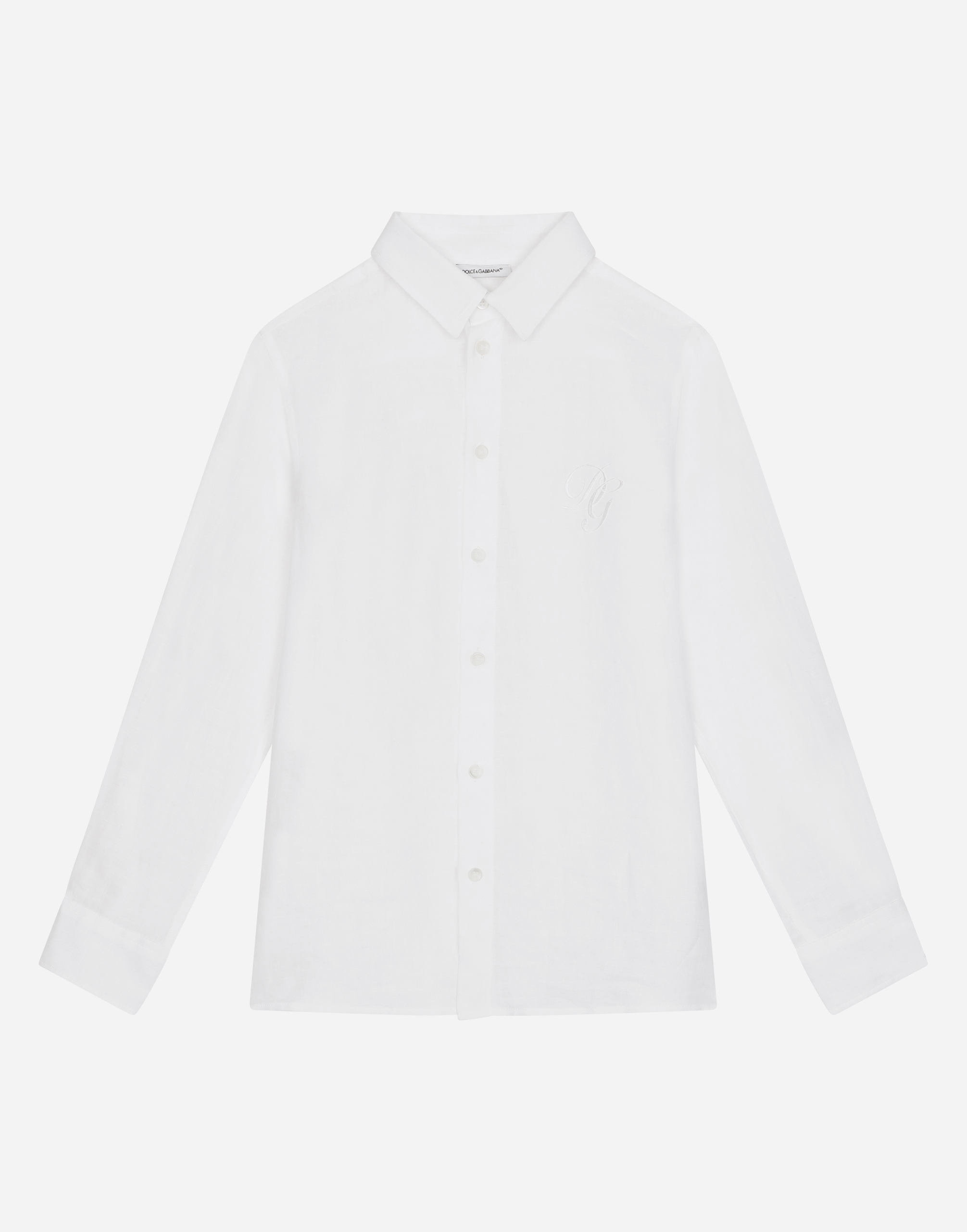 Linen shirt with italic DG embellishment in White