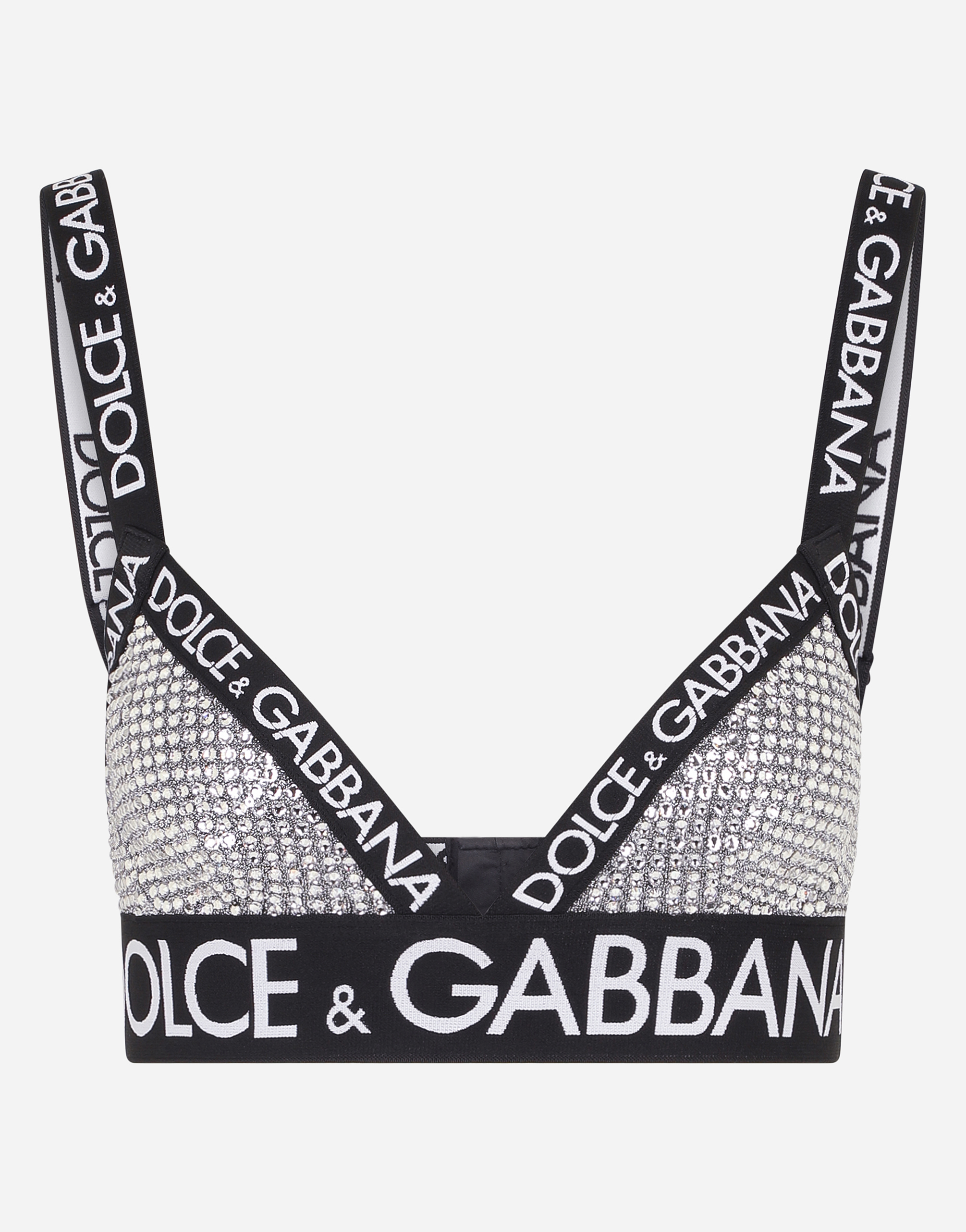 KIM DOLCE&GABBANA Triangle bra with fusible rhinestones in Silver