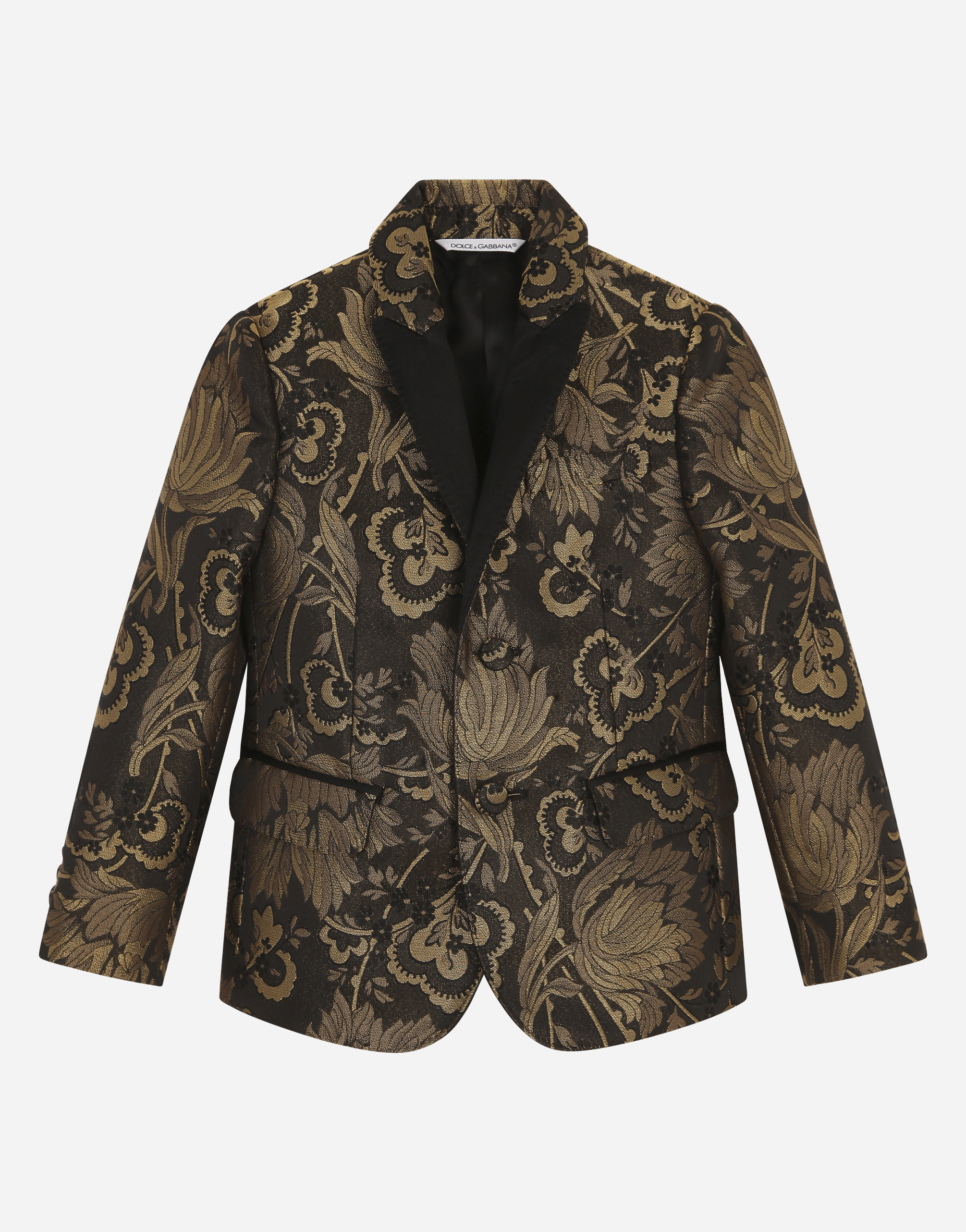 Single-breasted tuxedo jacket in ornamental lamè jacquard in Multicolor