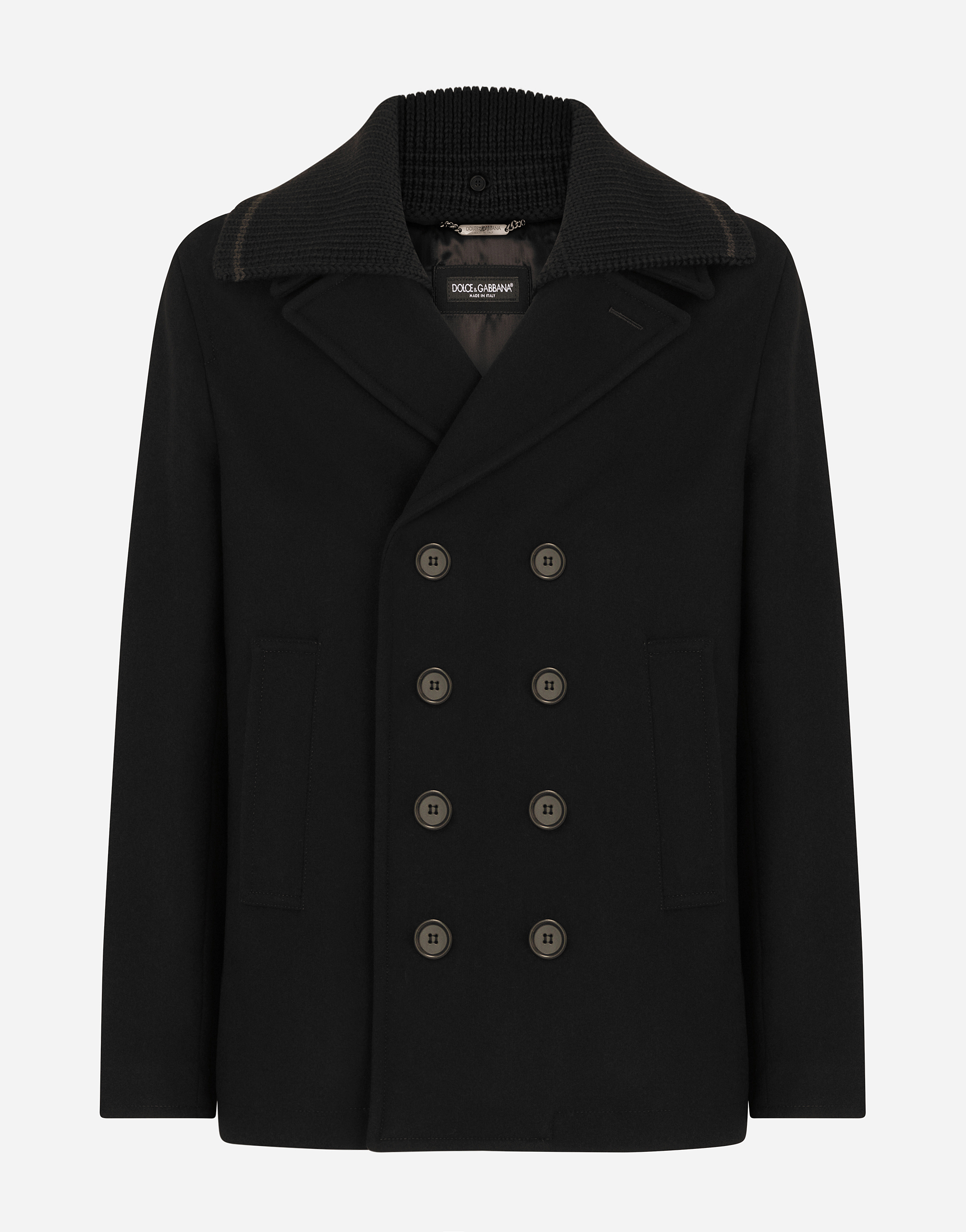 Wool and cashmere peacoat in Black