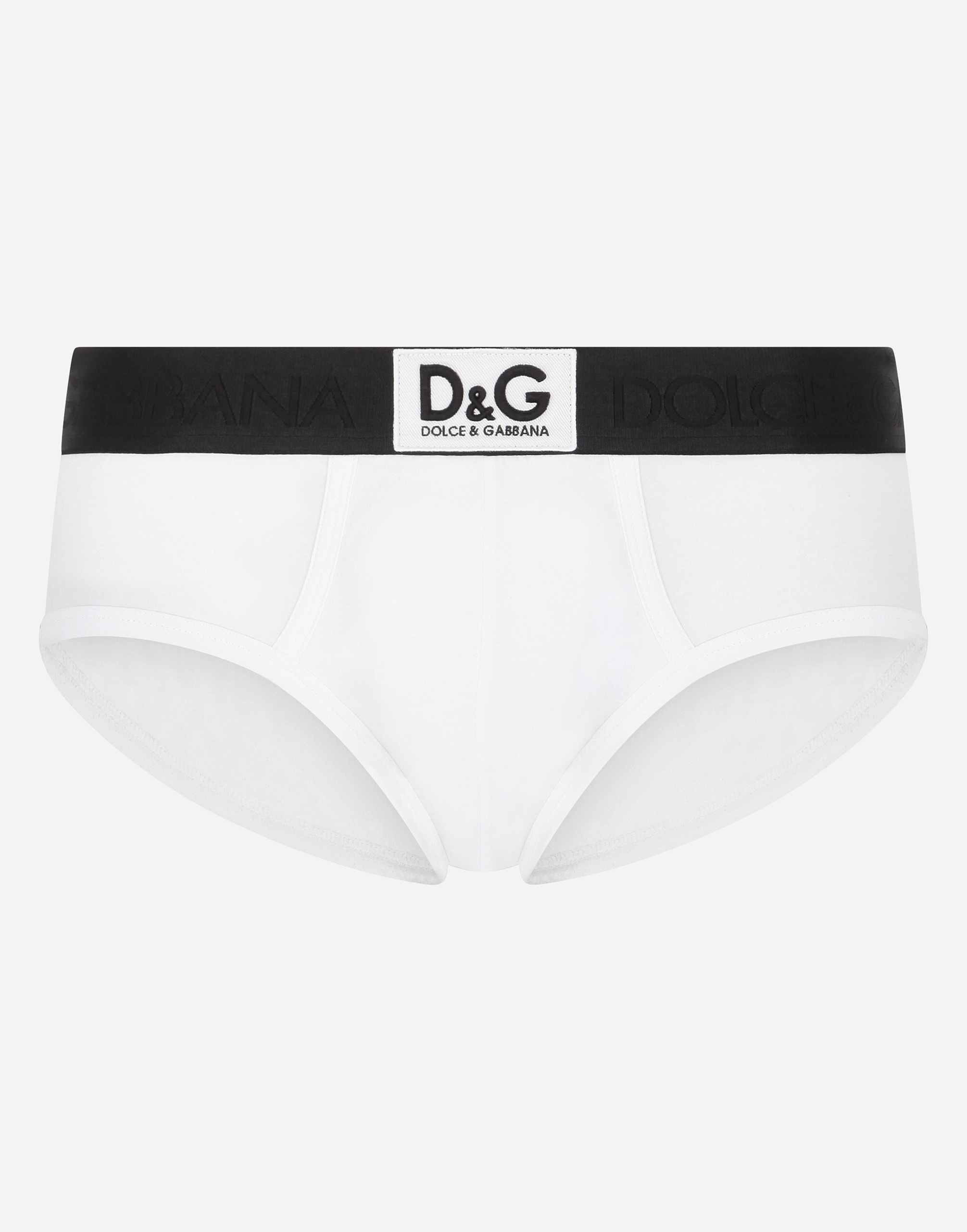 Two-way stretch cotton Brando briefs with DG patch in White
