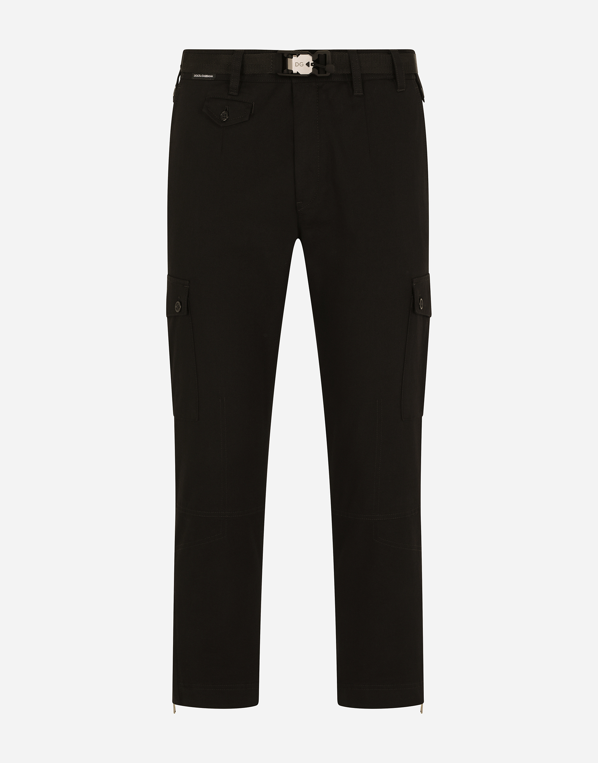 Stretch cotton cargo pants in Black