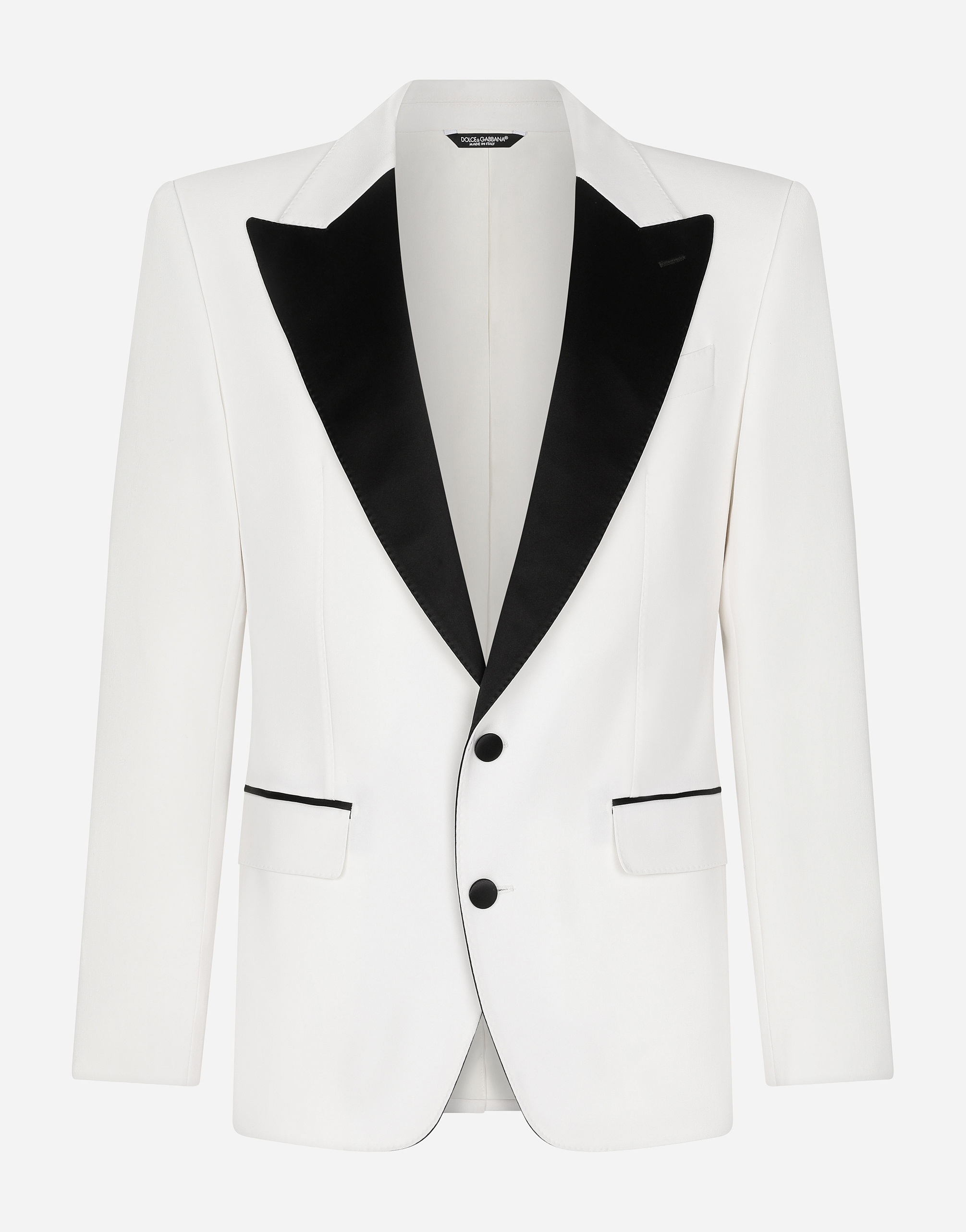 Stretch wool fabric Sicilia-fit tuxedo jacket in White