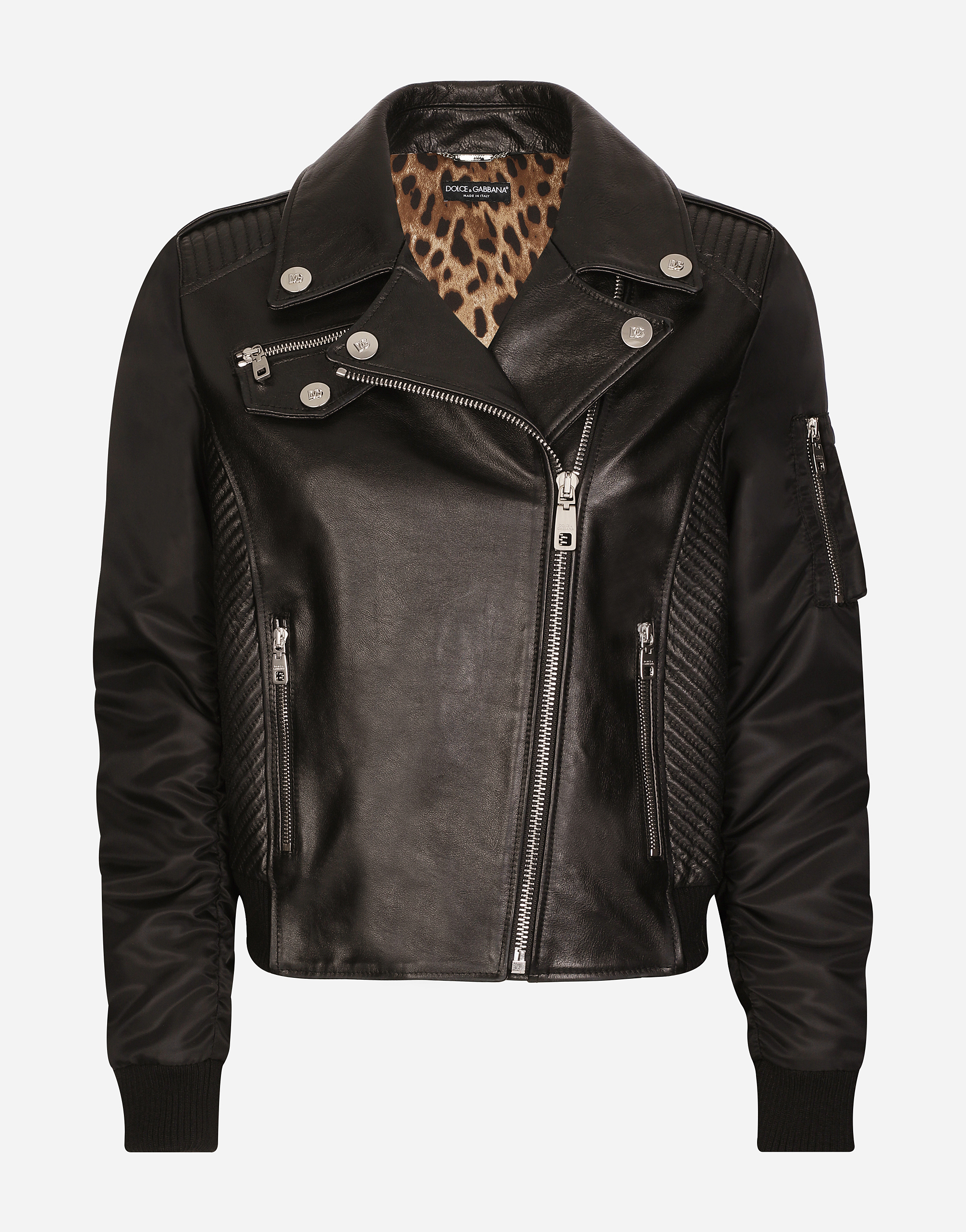 Leather biker jacket in Black
