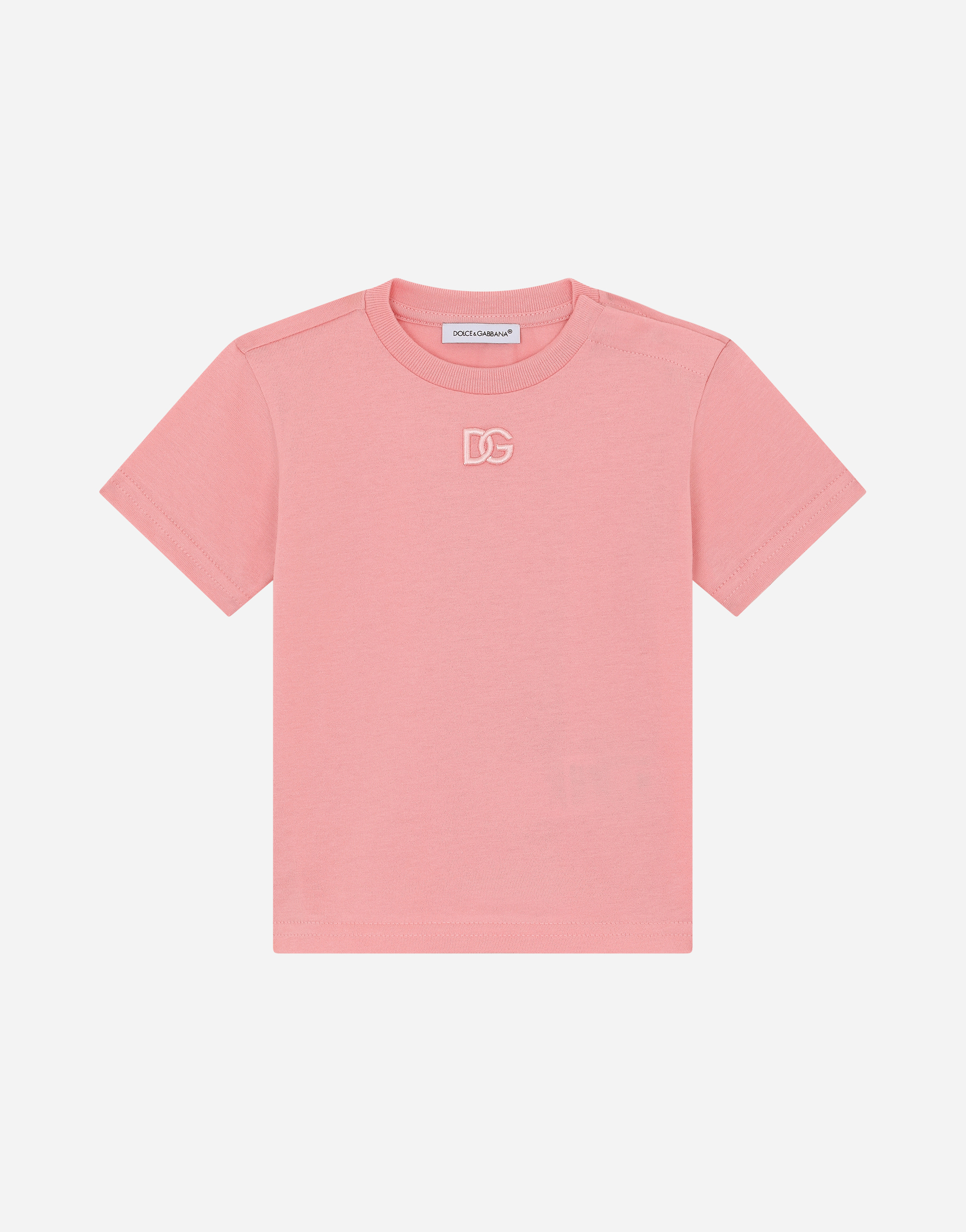 Jersey T-shirt with DG logo embroidery in Pink