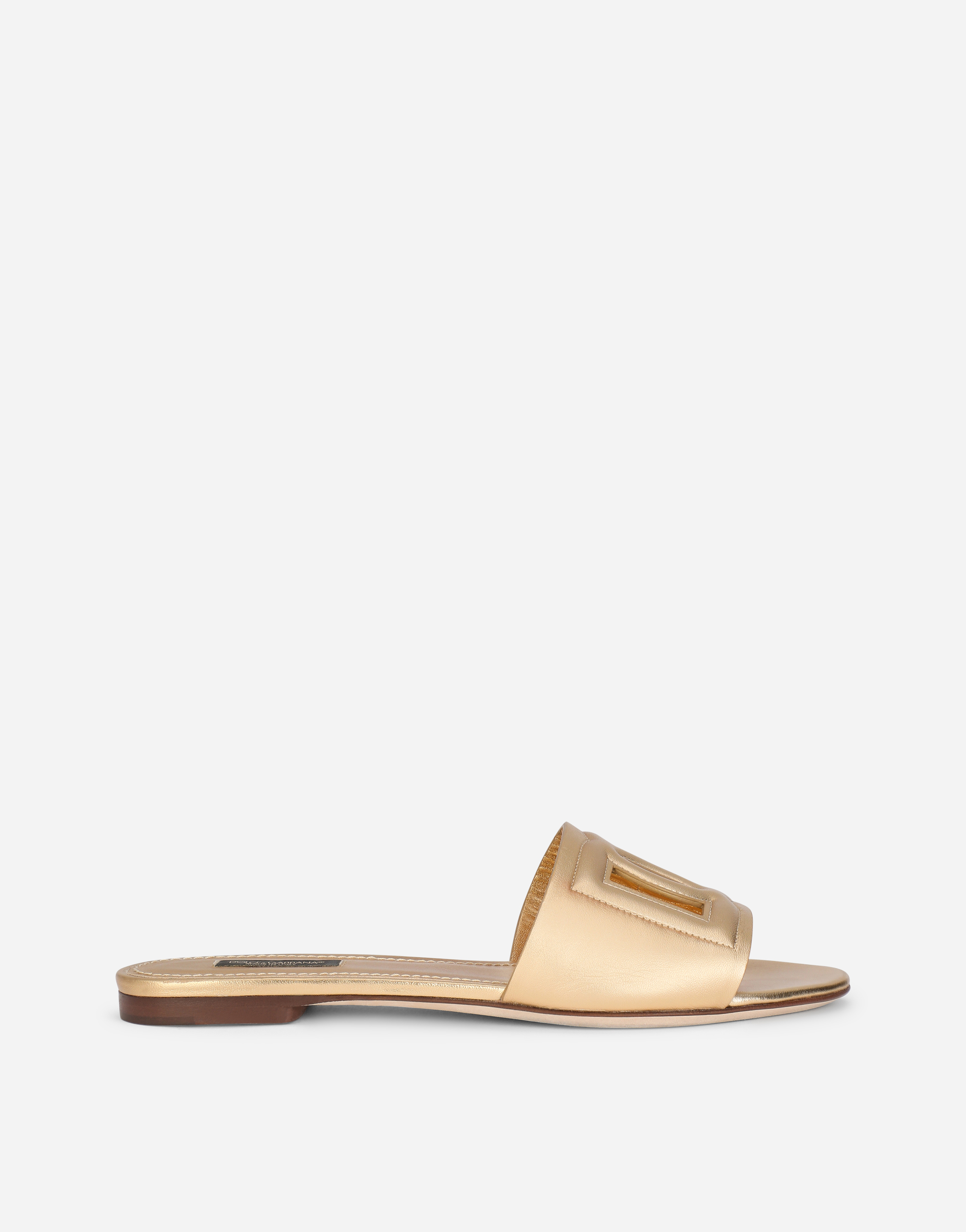 Nappa mordore slides with DG logo in Gold