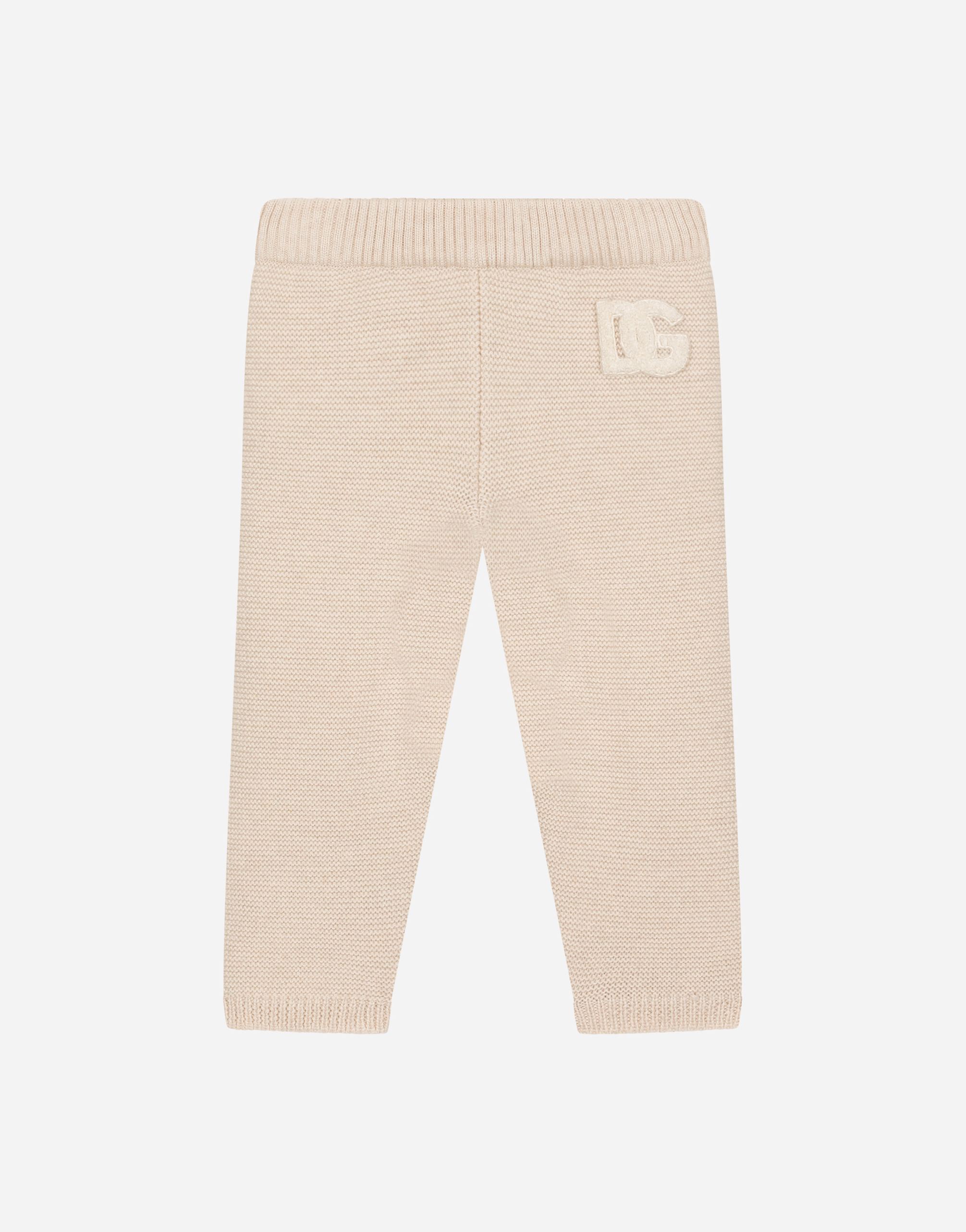 Knit pants with DG logo patch in Beige