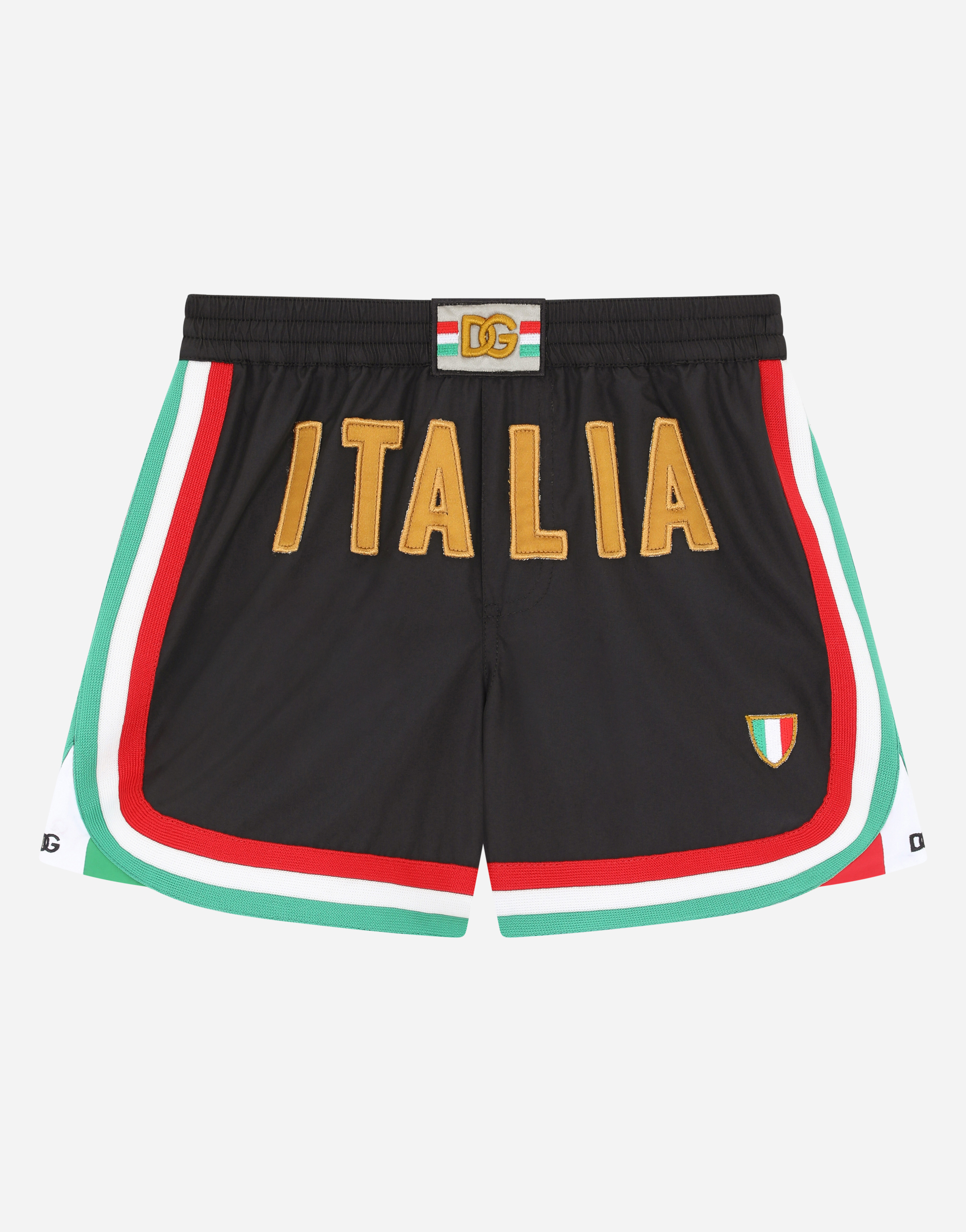 Nylon swim trunks with Italy patch in Multicolor
