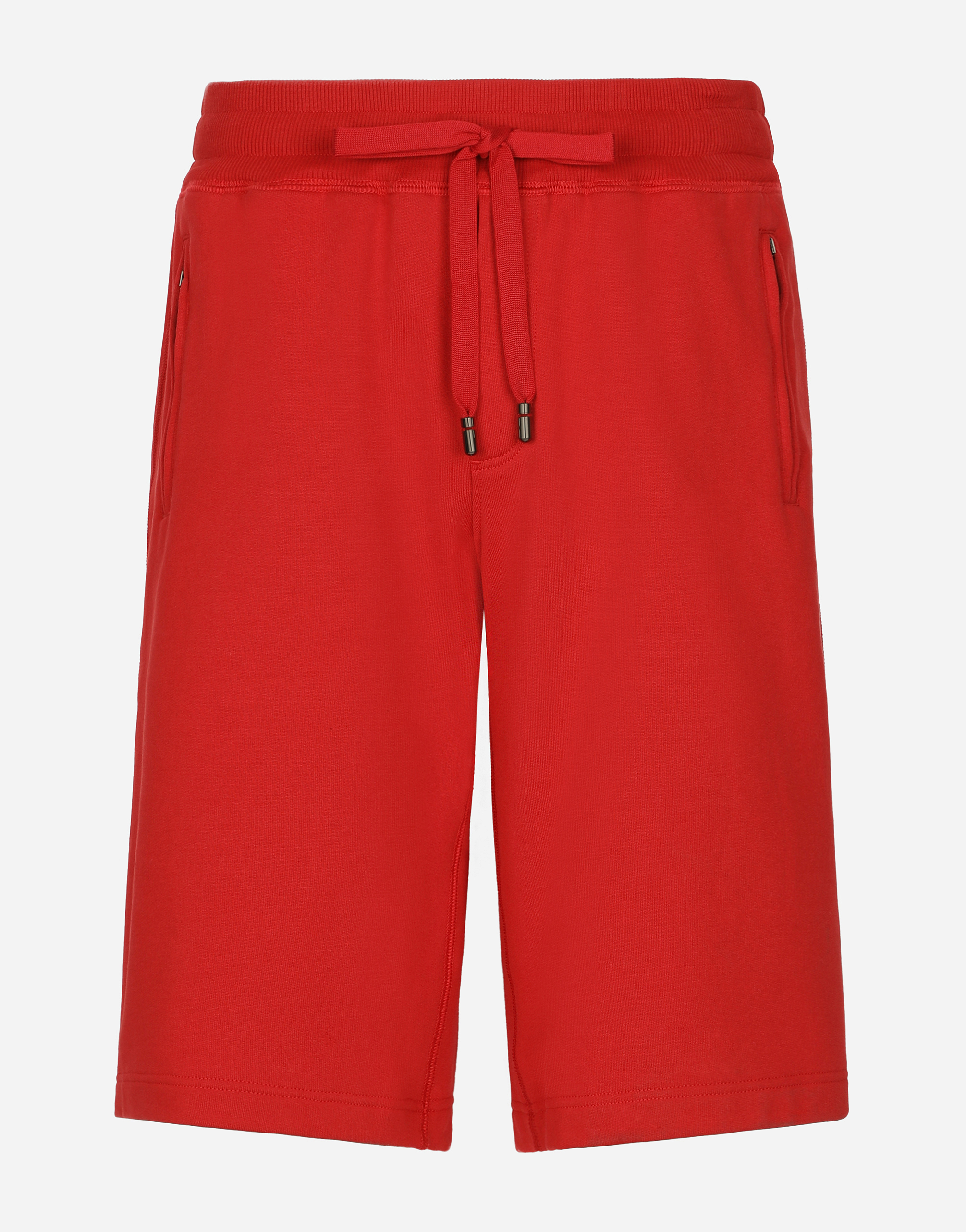 Jersey jogging shorts with logo tag in Red
