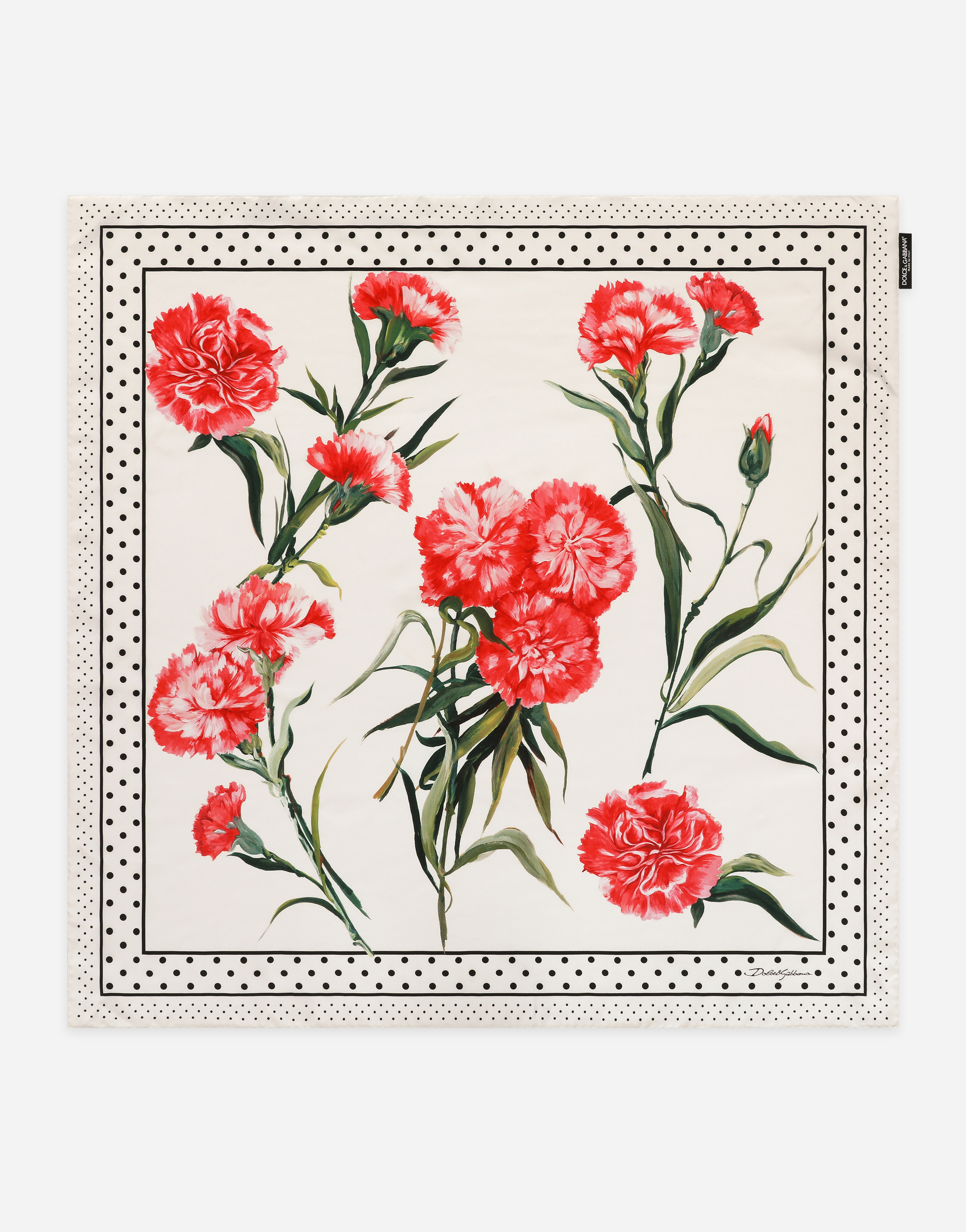 Poppy-print twill scarf (90 x 90) in Multicolor