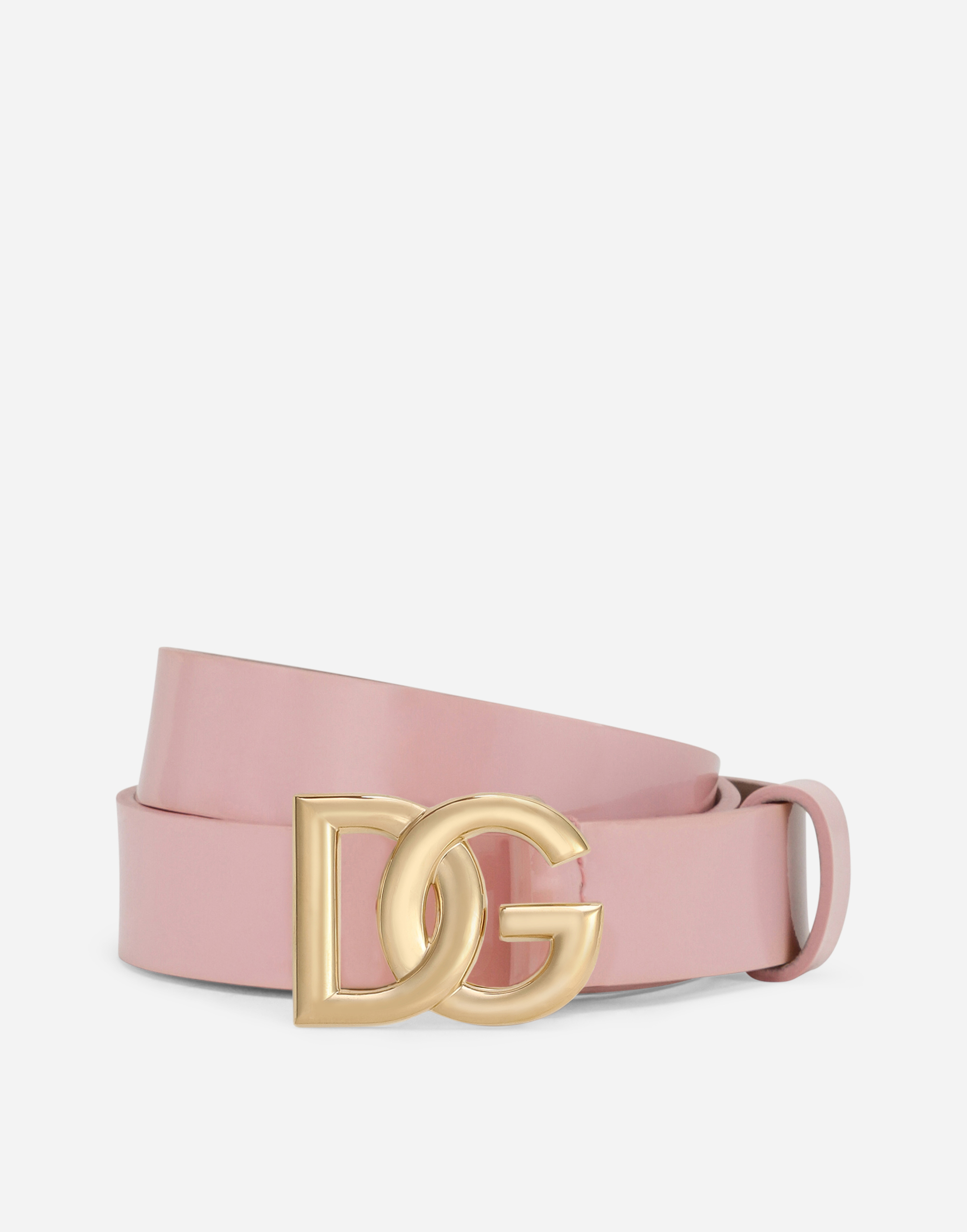Patent leather belt with DG logo in Pink