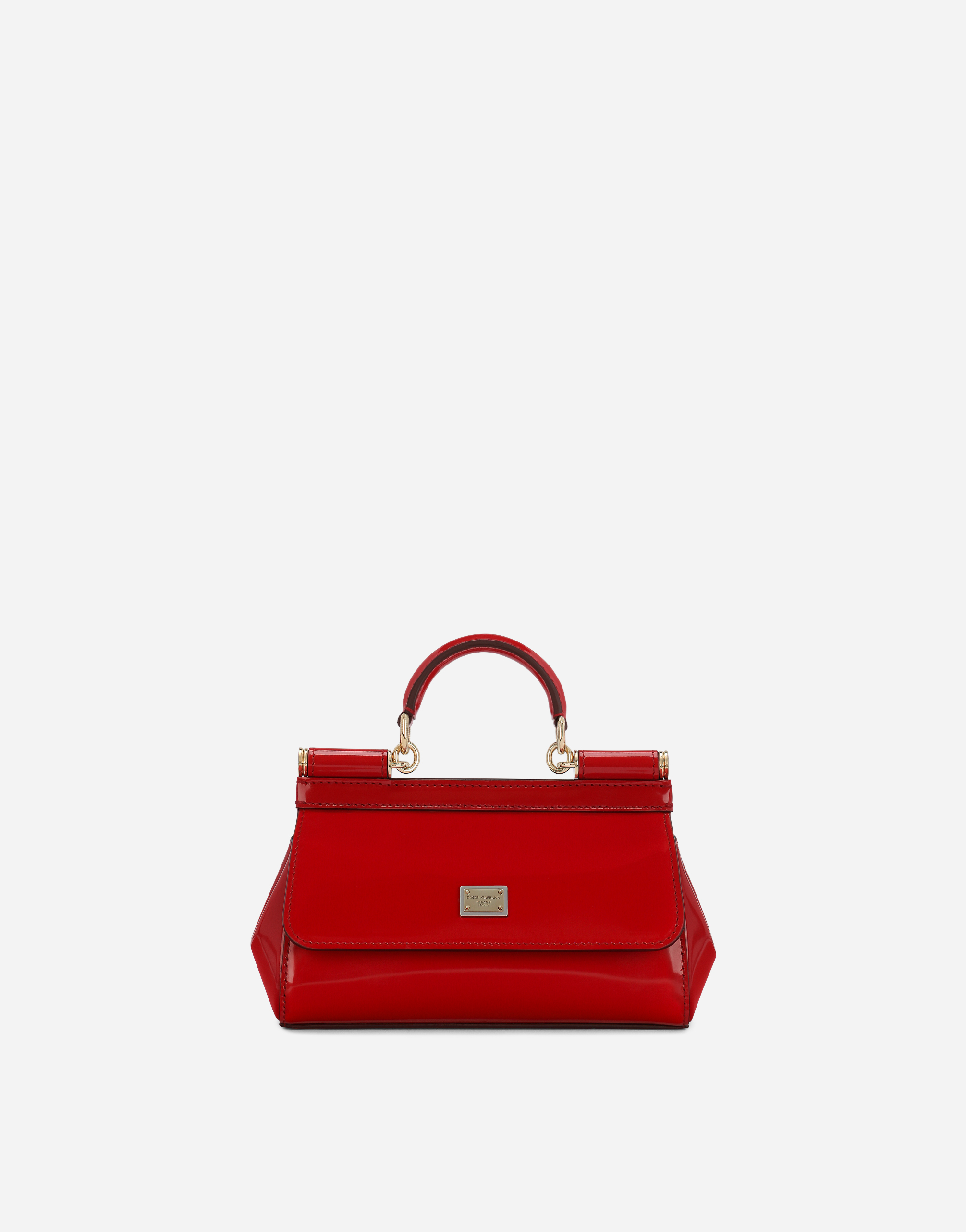 Small Sicily bag in polished calfskin in Red