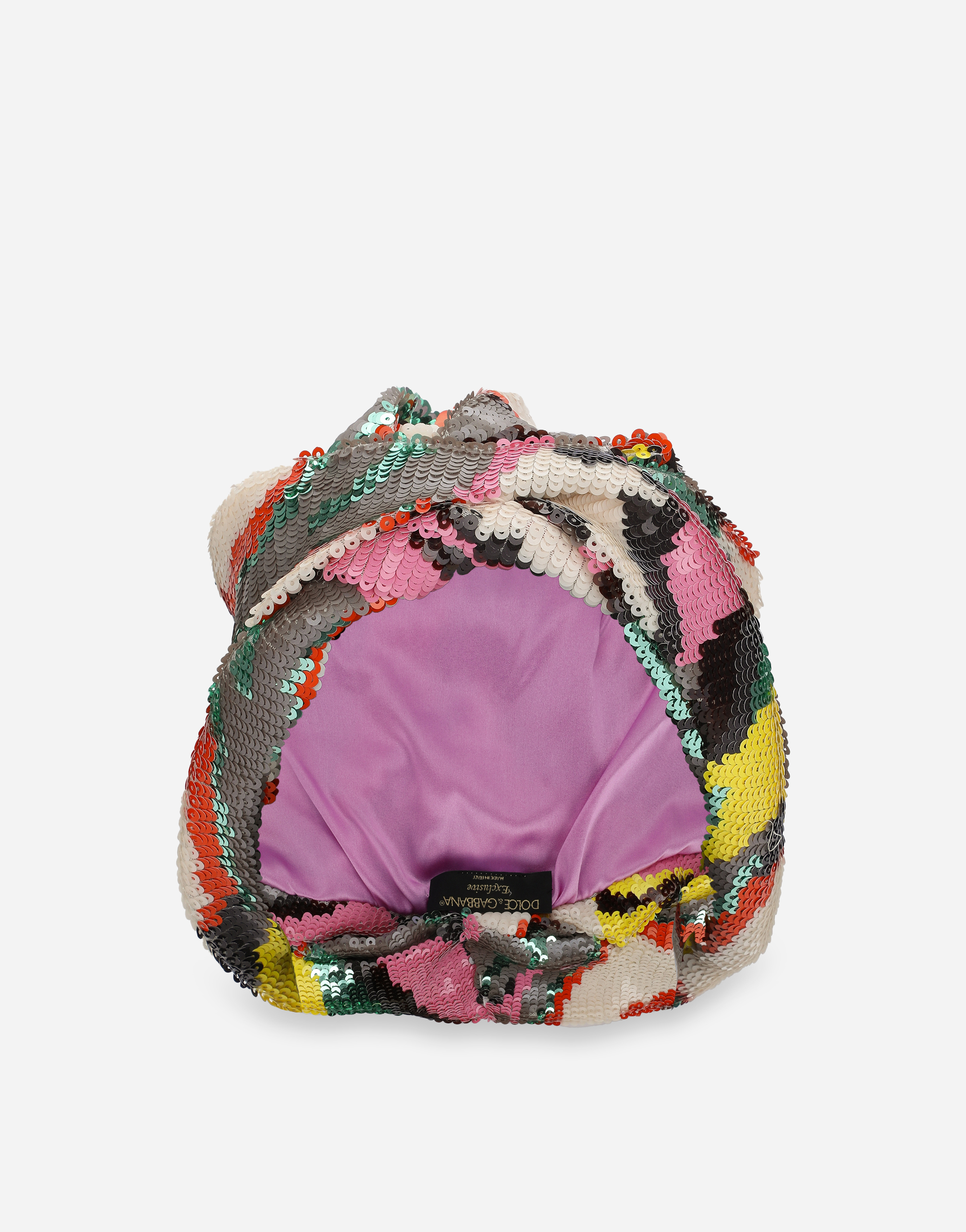 Dolce & Gabbana Sequined Turban With Abstract Design In Multicolor