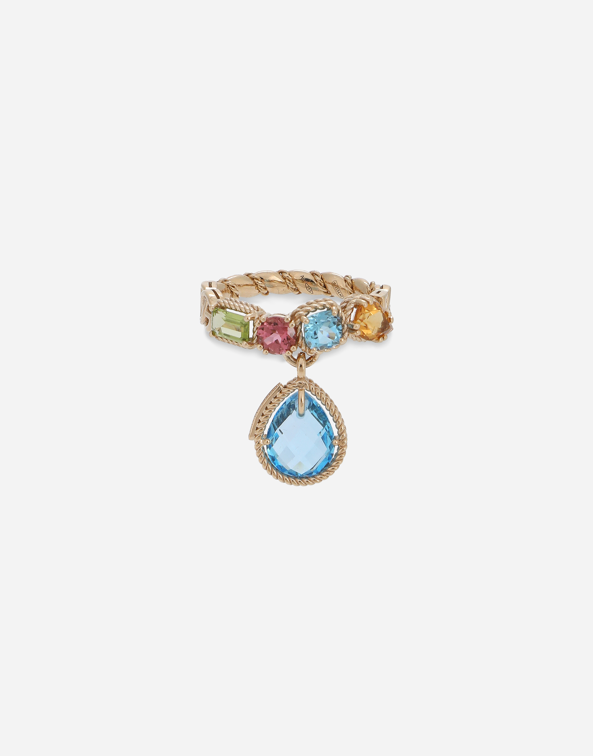 18 kt yellow gold ring with multicolor fine gemstones in Yellow Gold