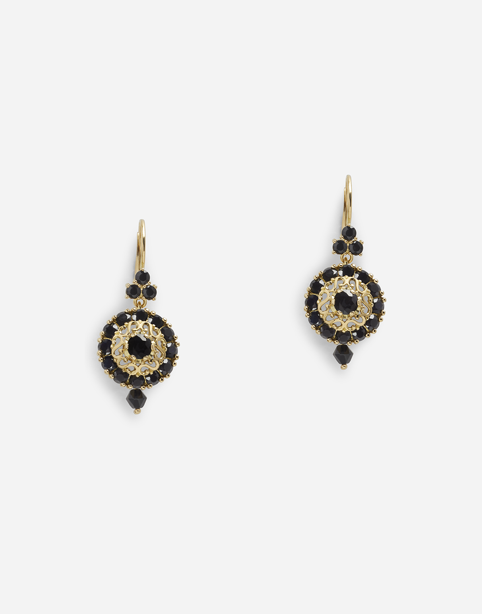 Hook-fastening earrings with black sapphires in Gold/Black