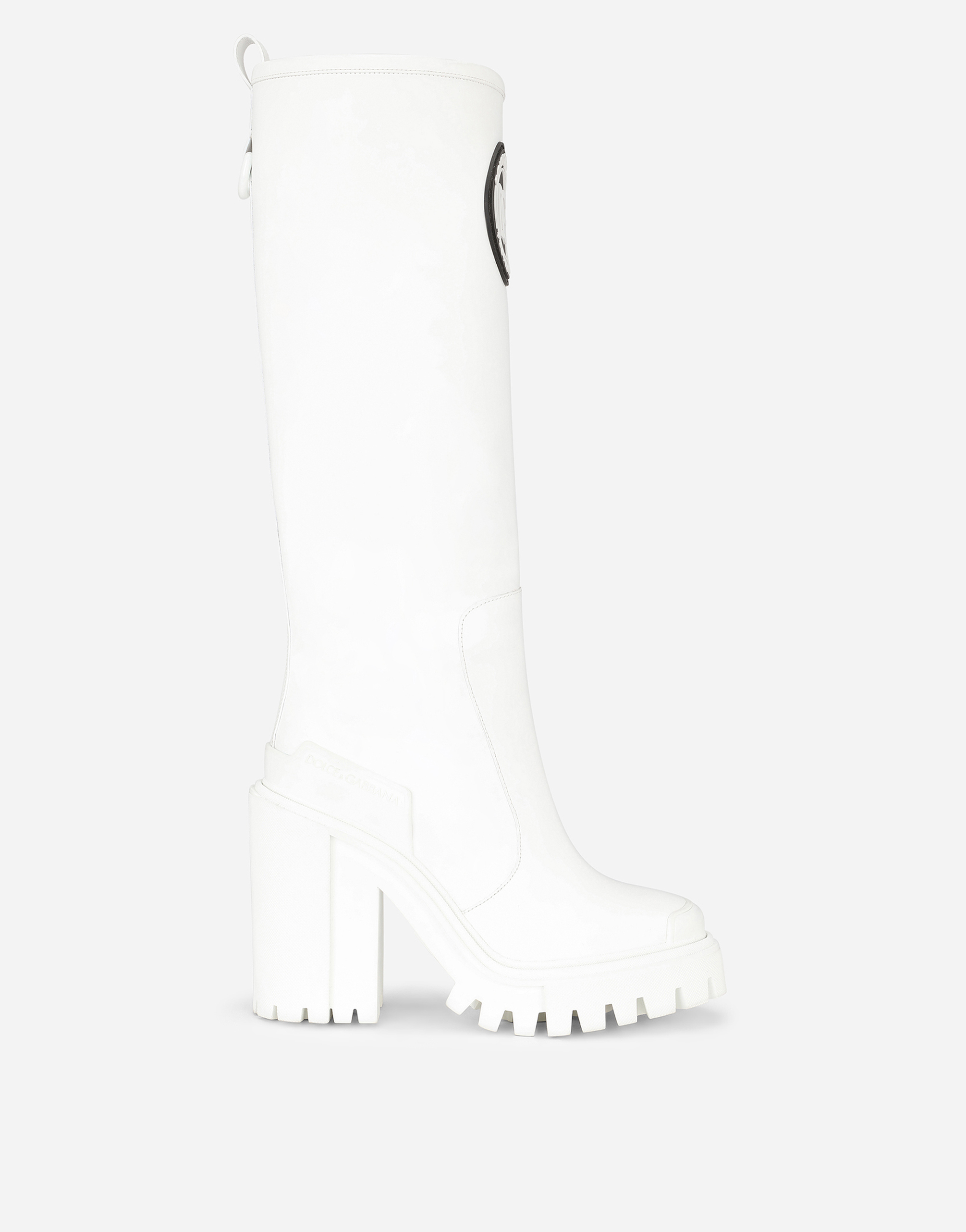 Rubberized calfskin hi-trekking boots in White