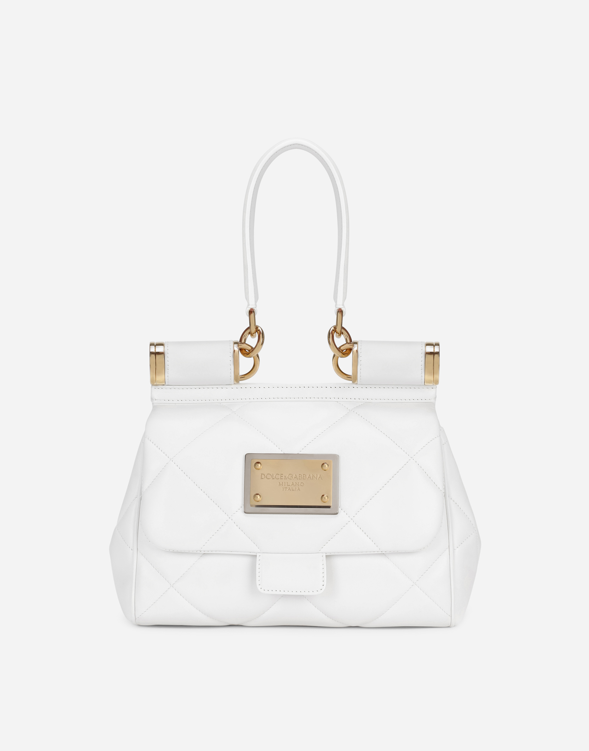 Medium 90s Sicily bag in quilted Aria calfskin in White