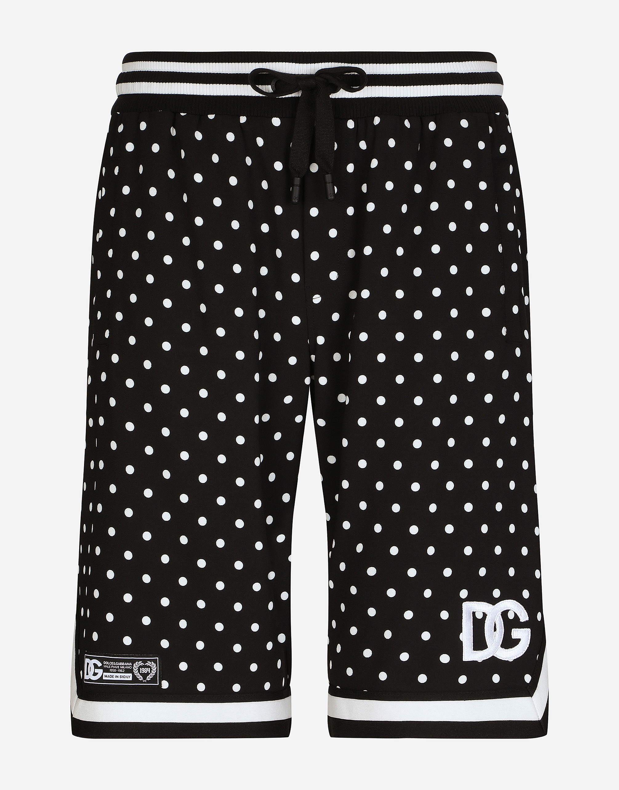 Polka-dot jogging shorts with DG patch in Multicolor