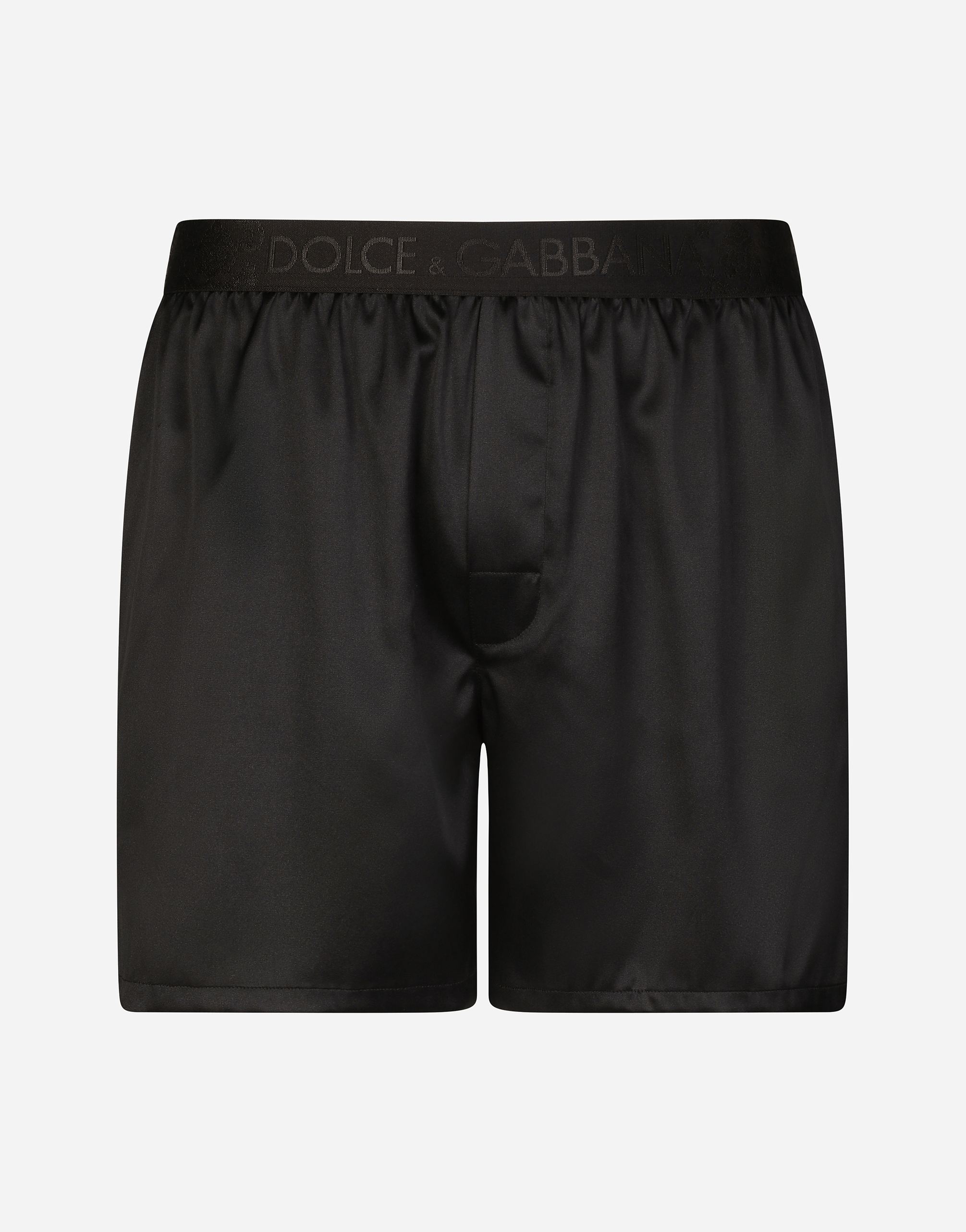 Silk satin boxer shorts with sleep mask in Black