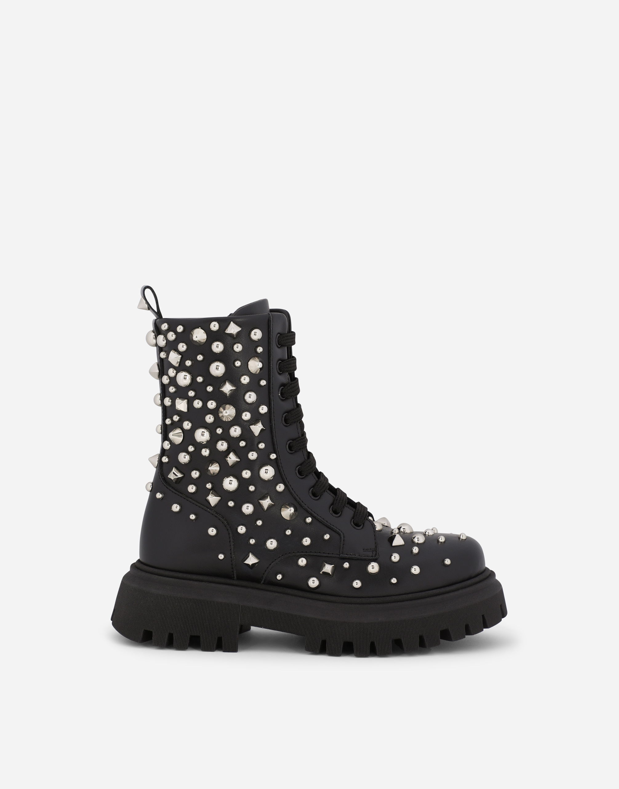 Studded leather combat boots in Black