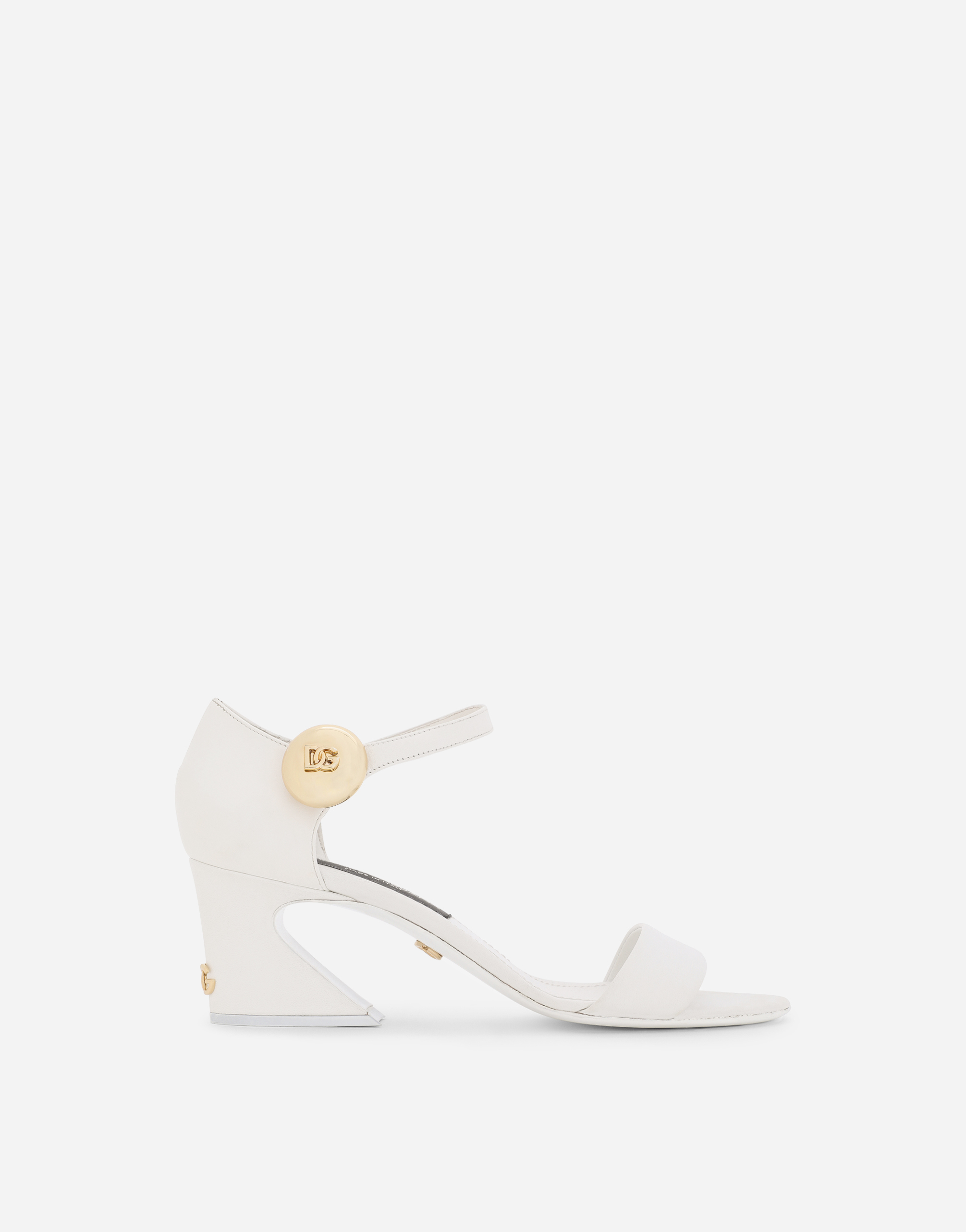 Nappa leather sandals with geometric heel in White