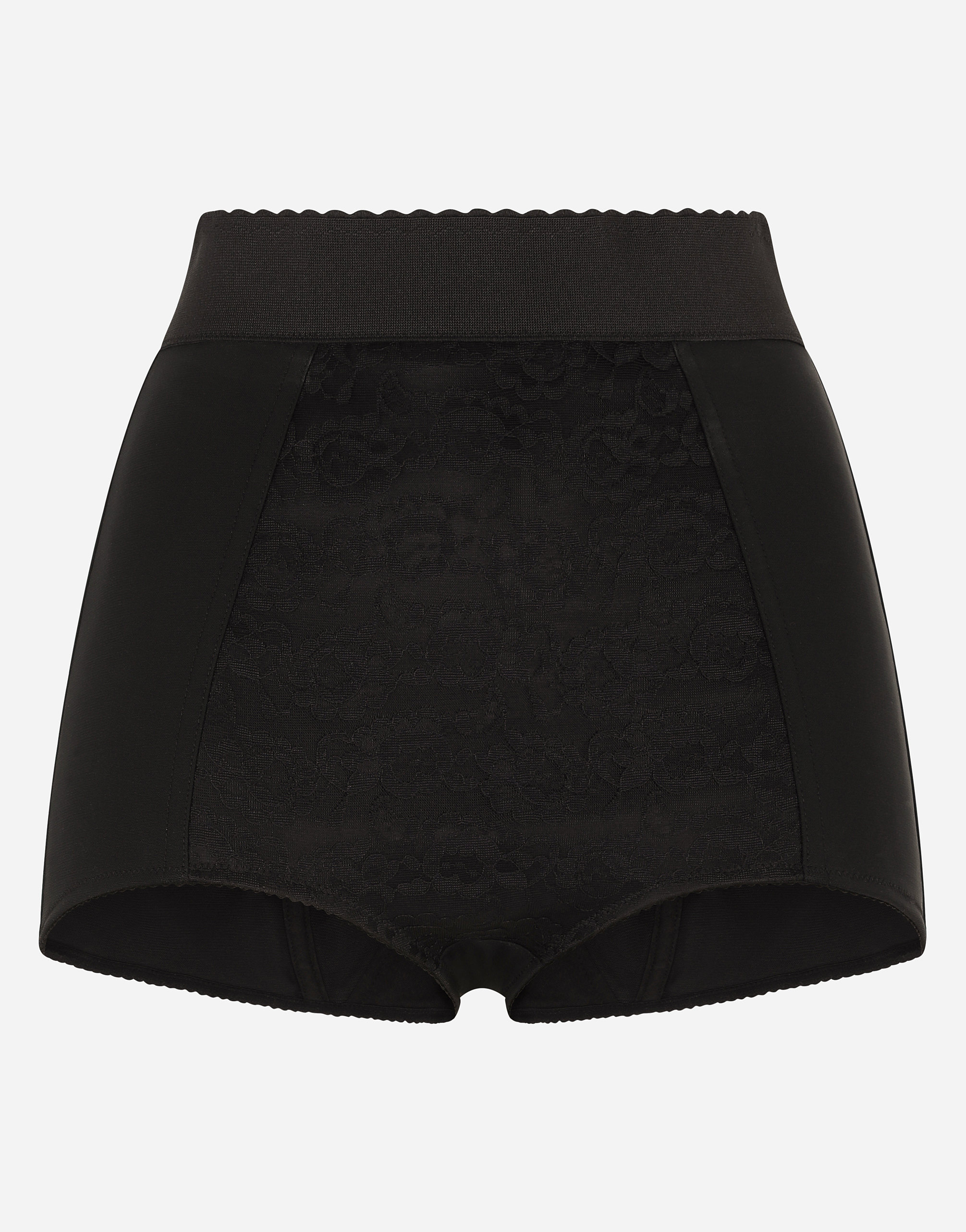 High-waisted shaper panties in jacquard and satin in Black