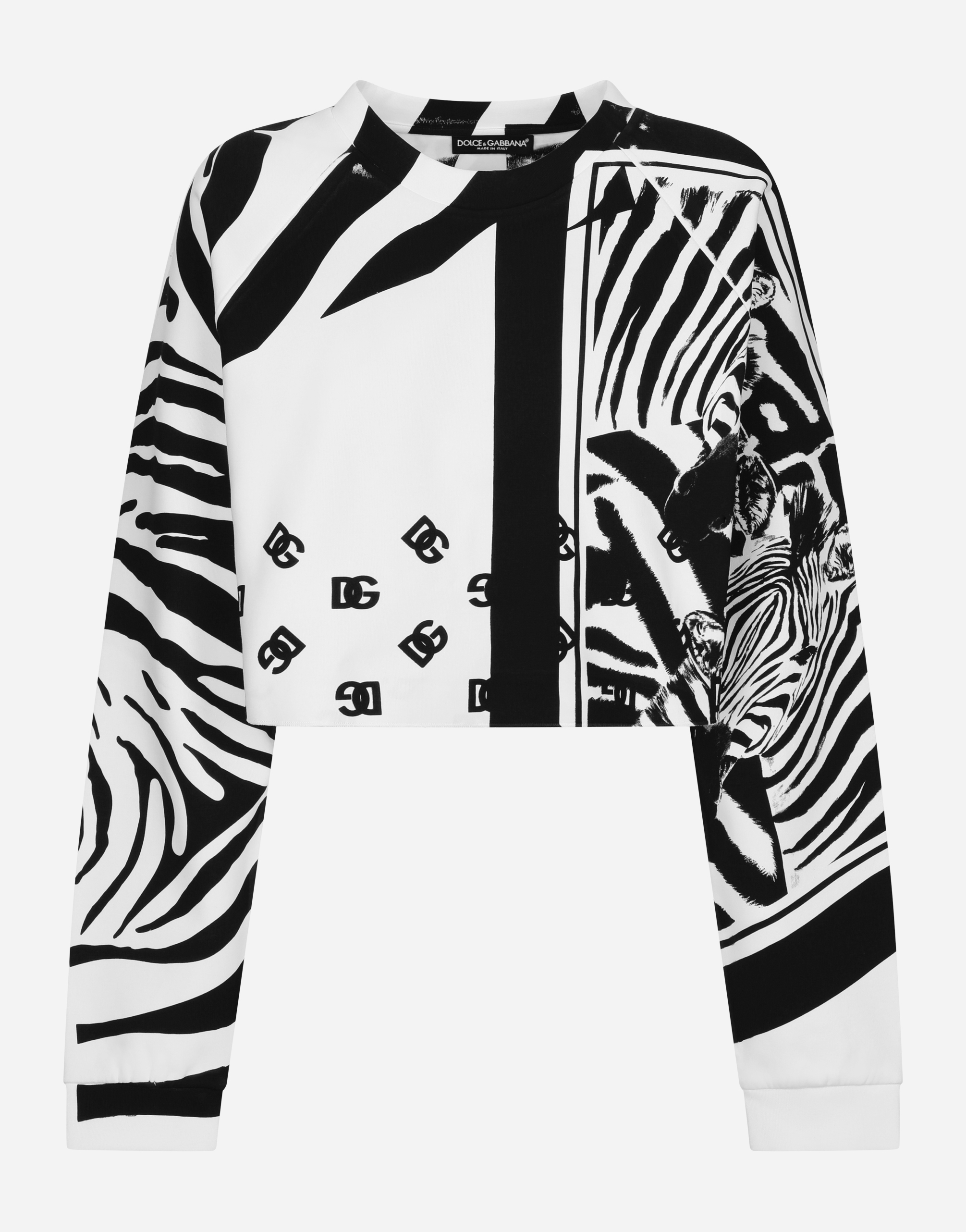 Zebra-print jersey sweatshirt in Multicolor