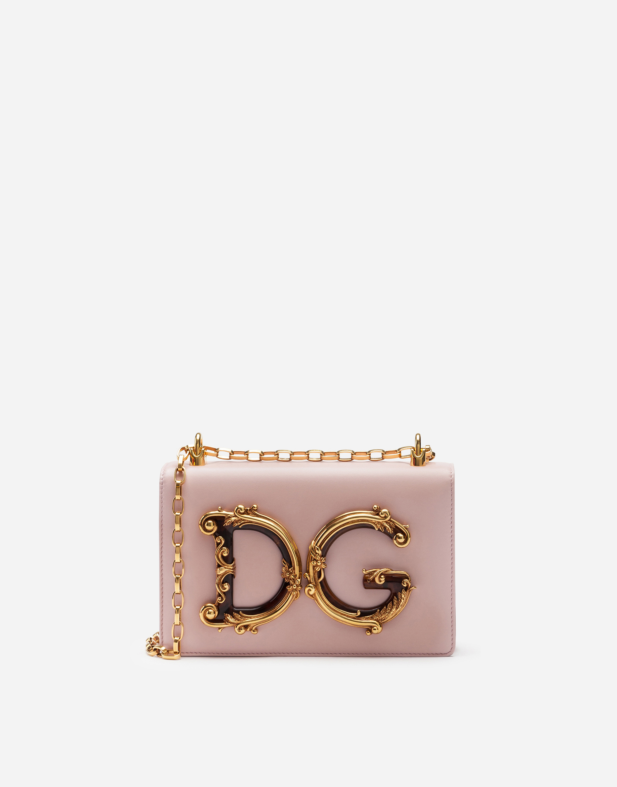 Nappa leather DG girls shoulder bag in Pink
