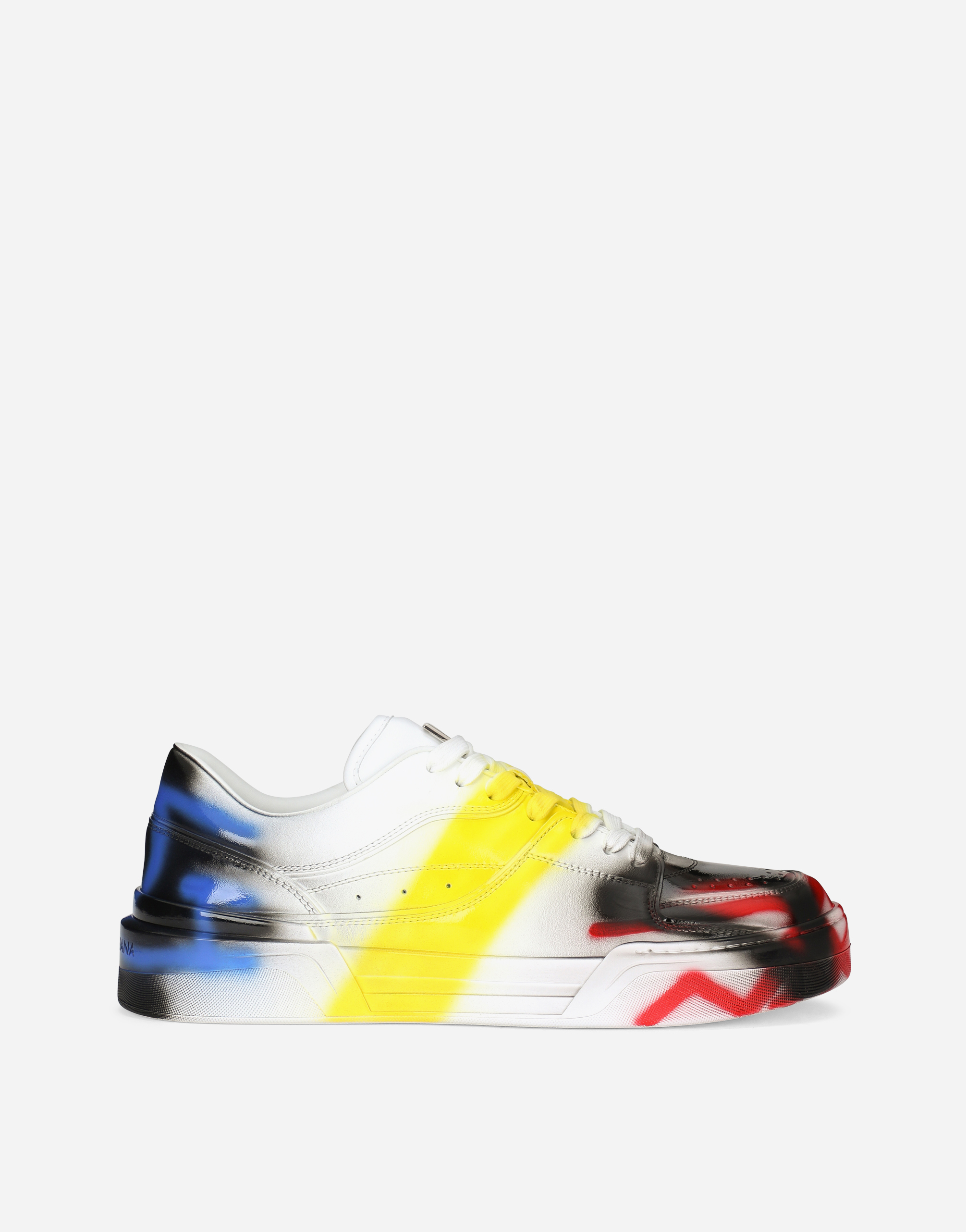 Calfskin New Roma sneakers with spray-paint graffiti print in Multicolor