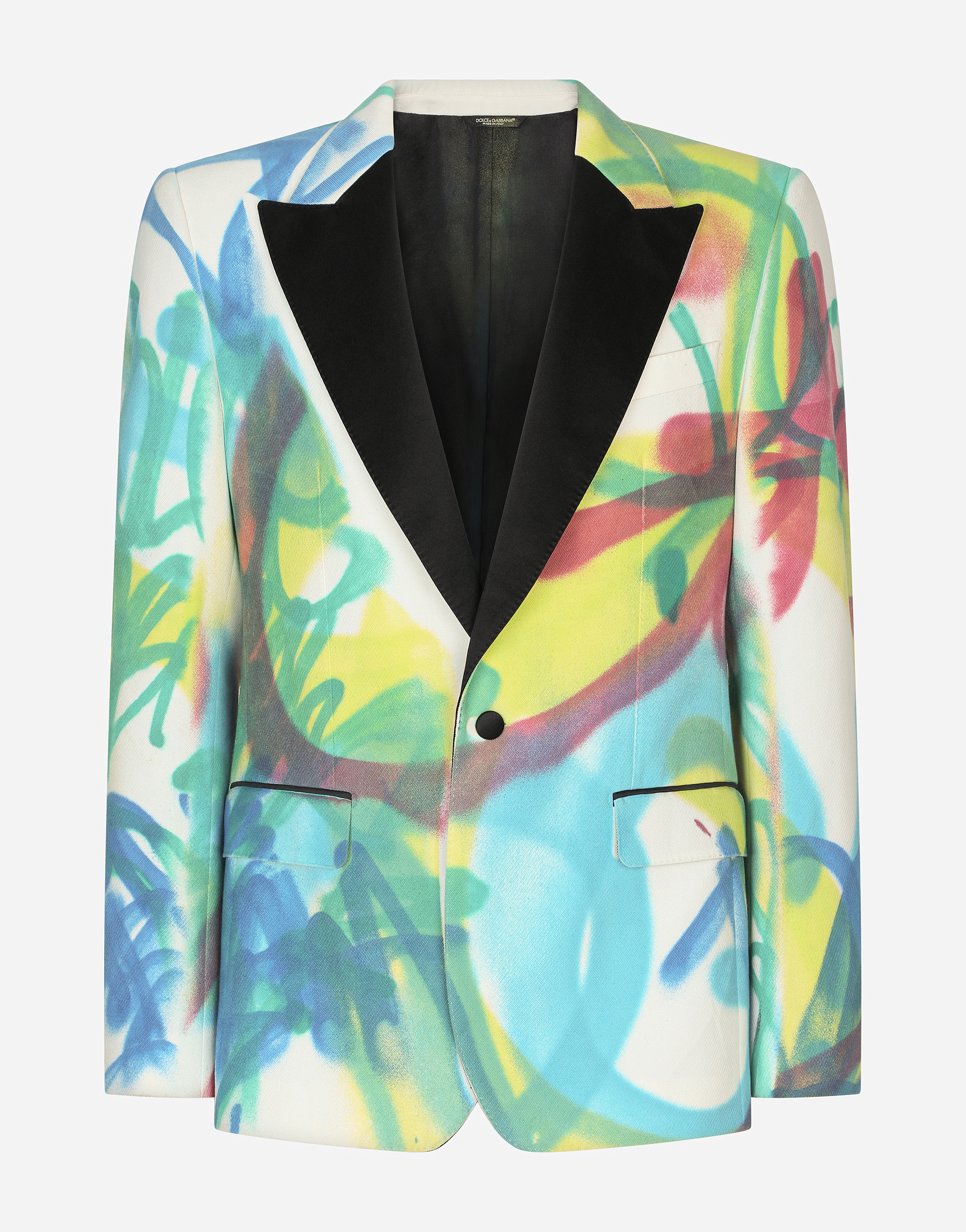 Sicilia-fit tuxedo jacket with spray-paint graffiti print in Multicolor