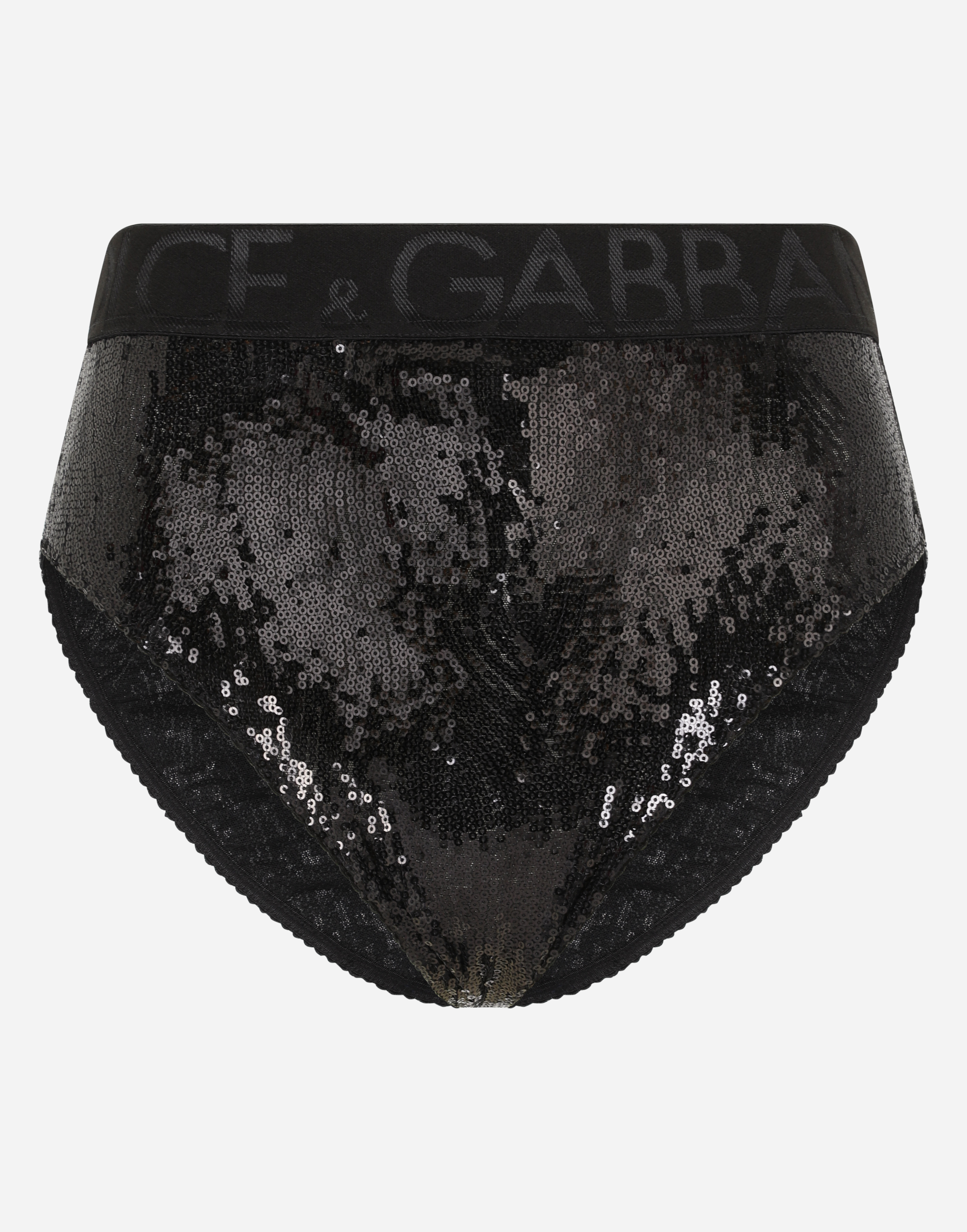 Micro-sequins briefs with branded elastic in Black