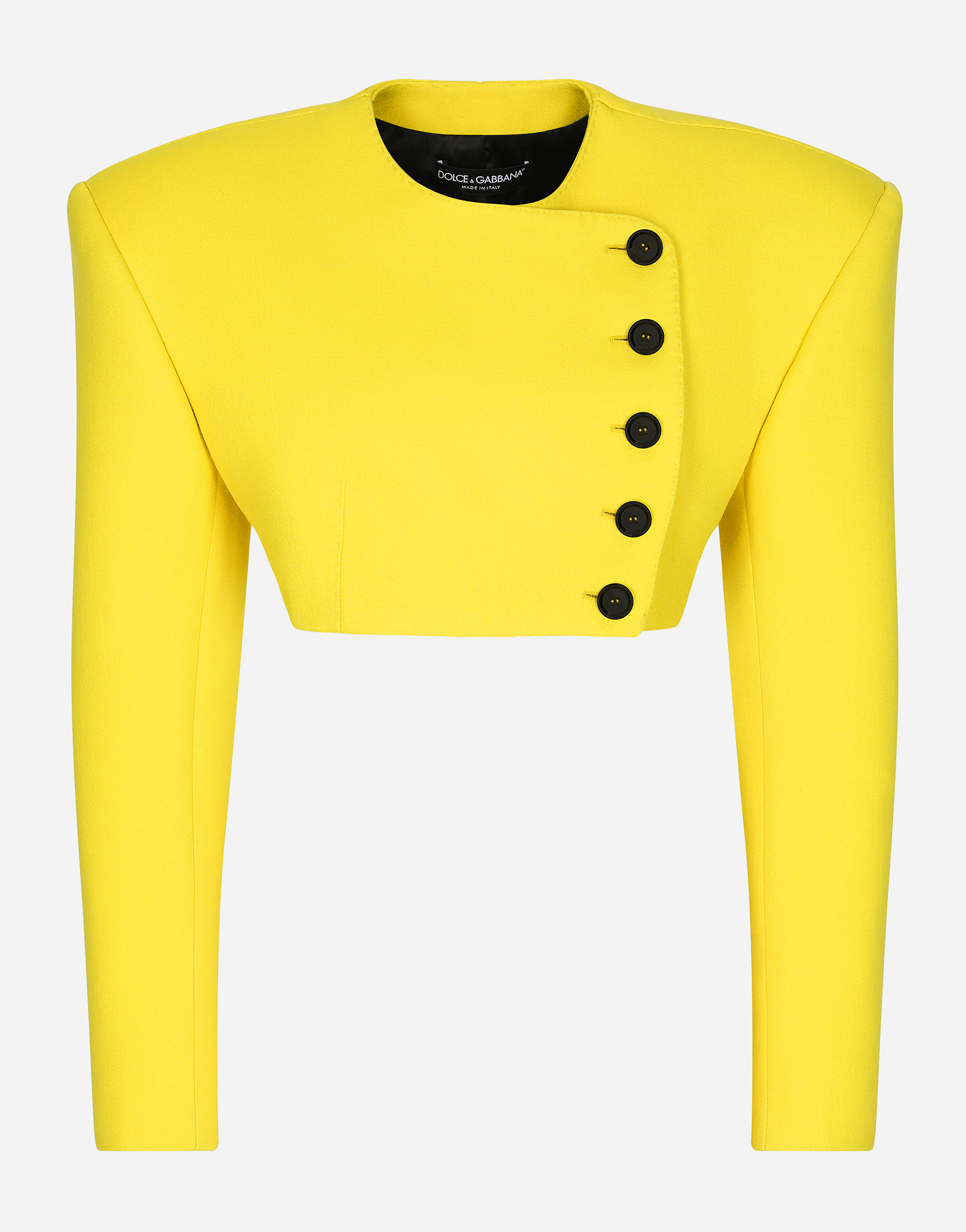 Woolen jacket with contrasting buttons in Yellow