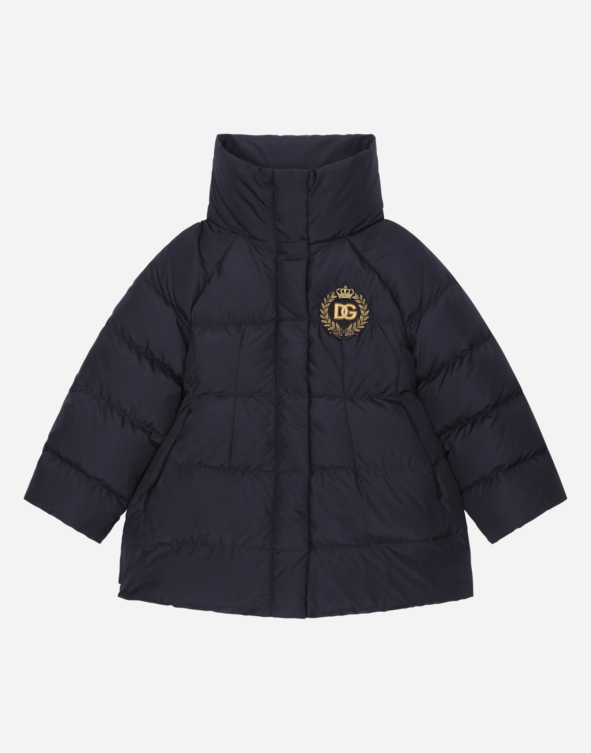Nylon down jacket with DG logo in Blue