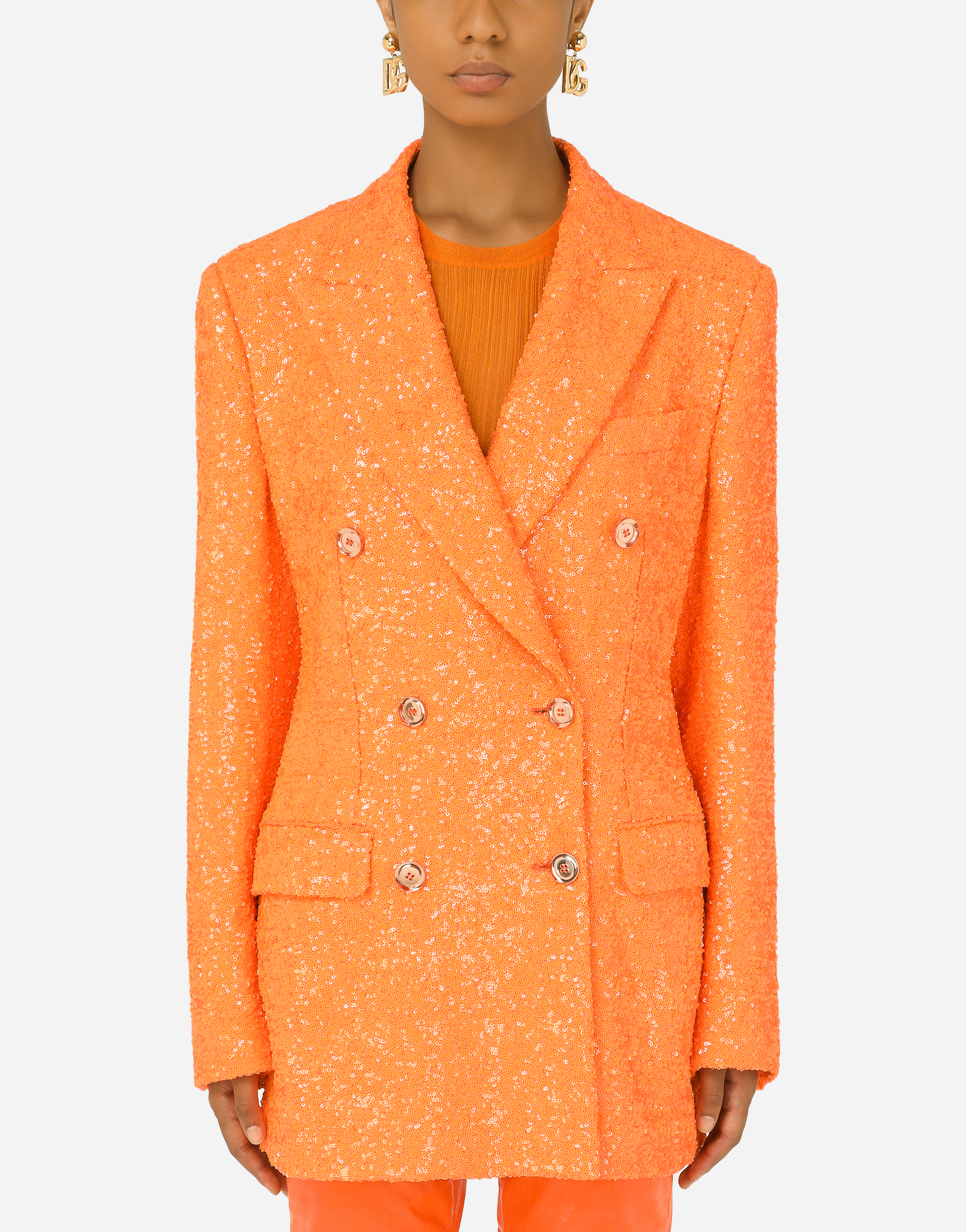 Double-breasted sequined jacket in Orange