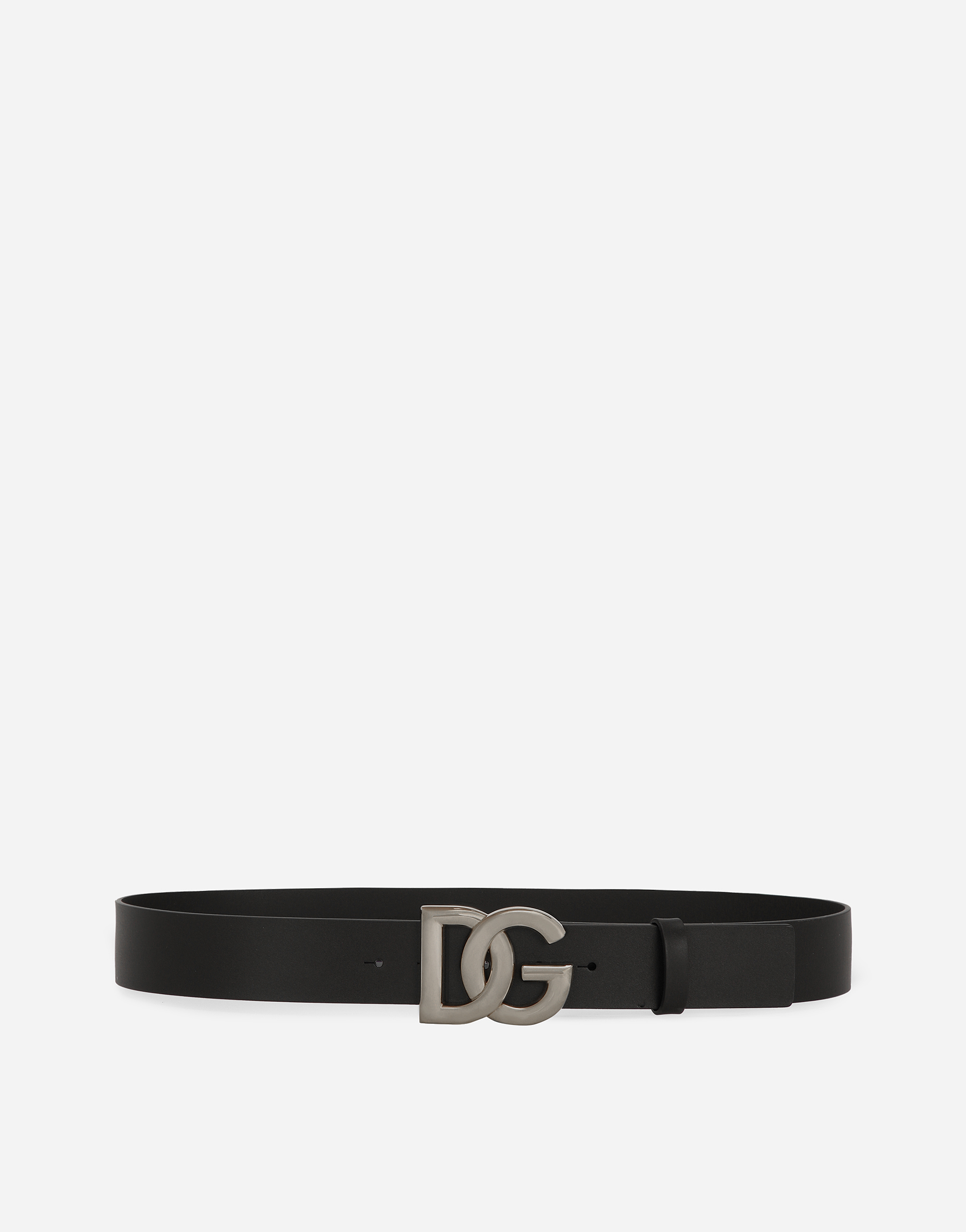 Lux leather belt with crossover DG logo buckle in Black