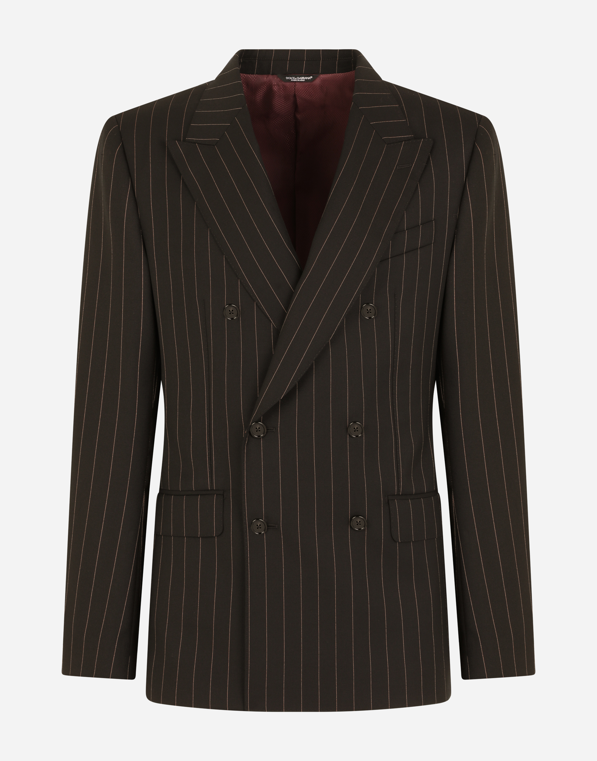 Double-breasted pinstripe stretch wool Sicily-fit suit in Multicolor