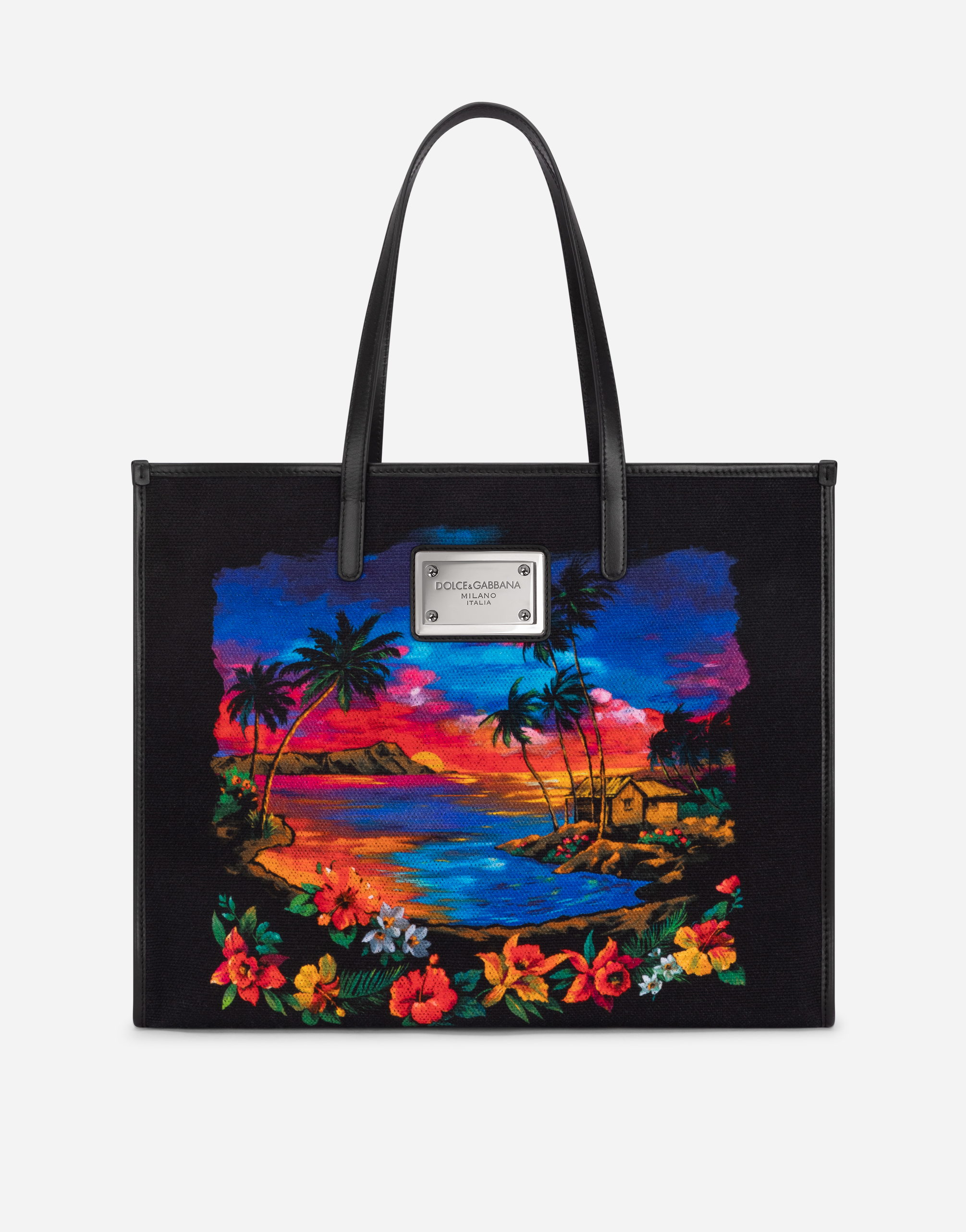 Printed canvas shopper in Multicolor