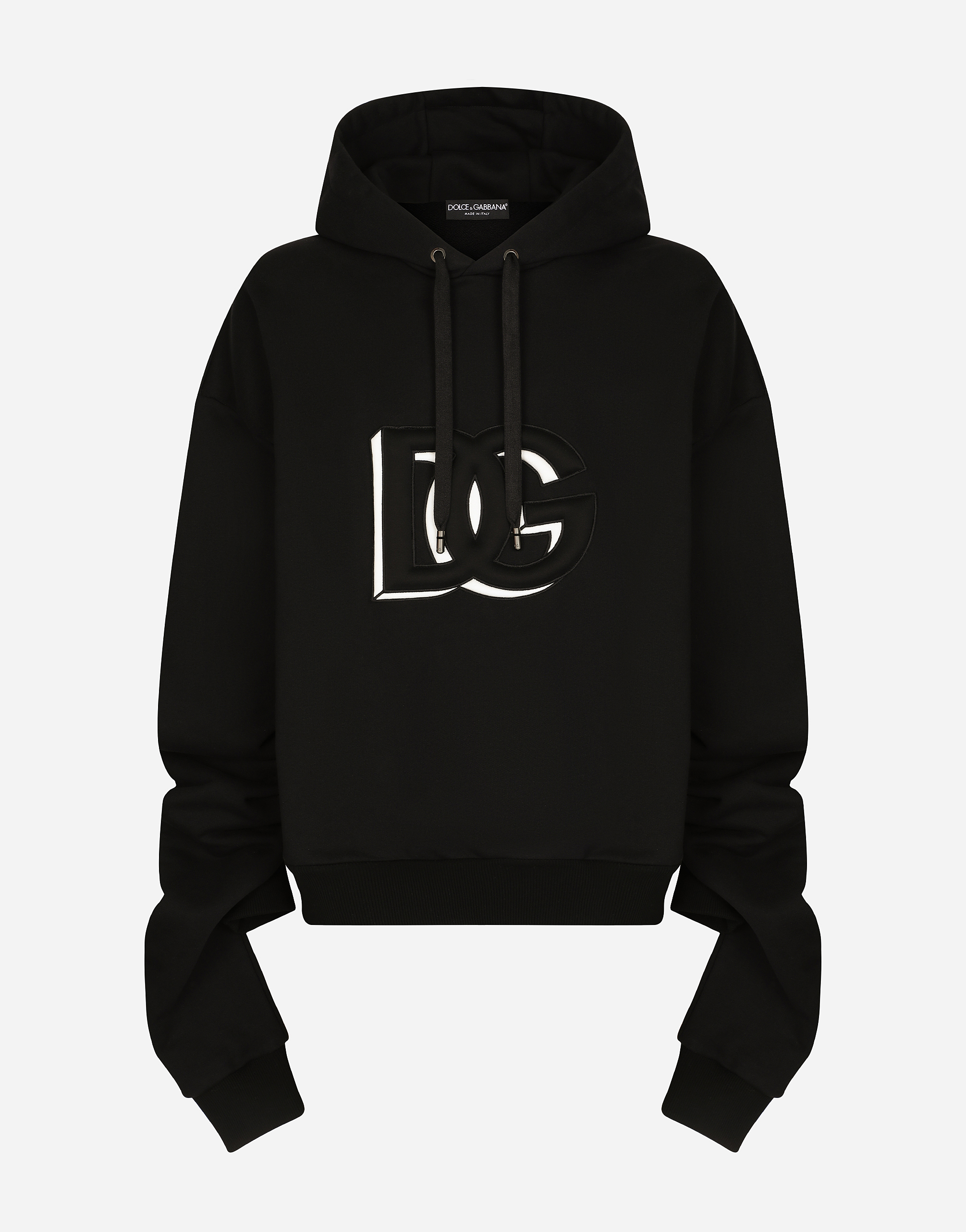Jersey hoodie with embossed DG logo in Black