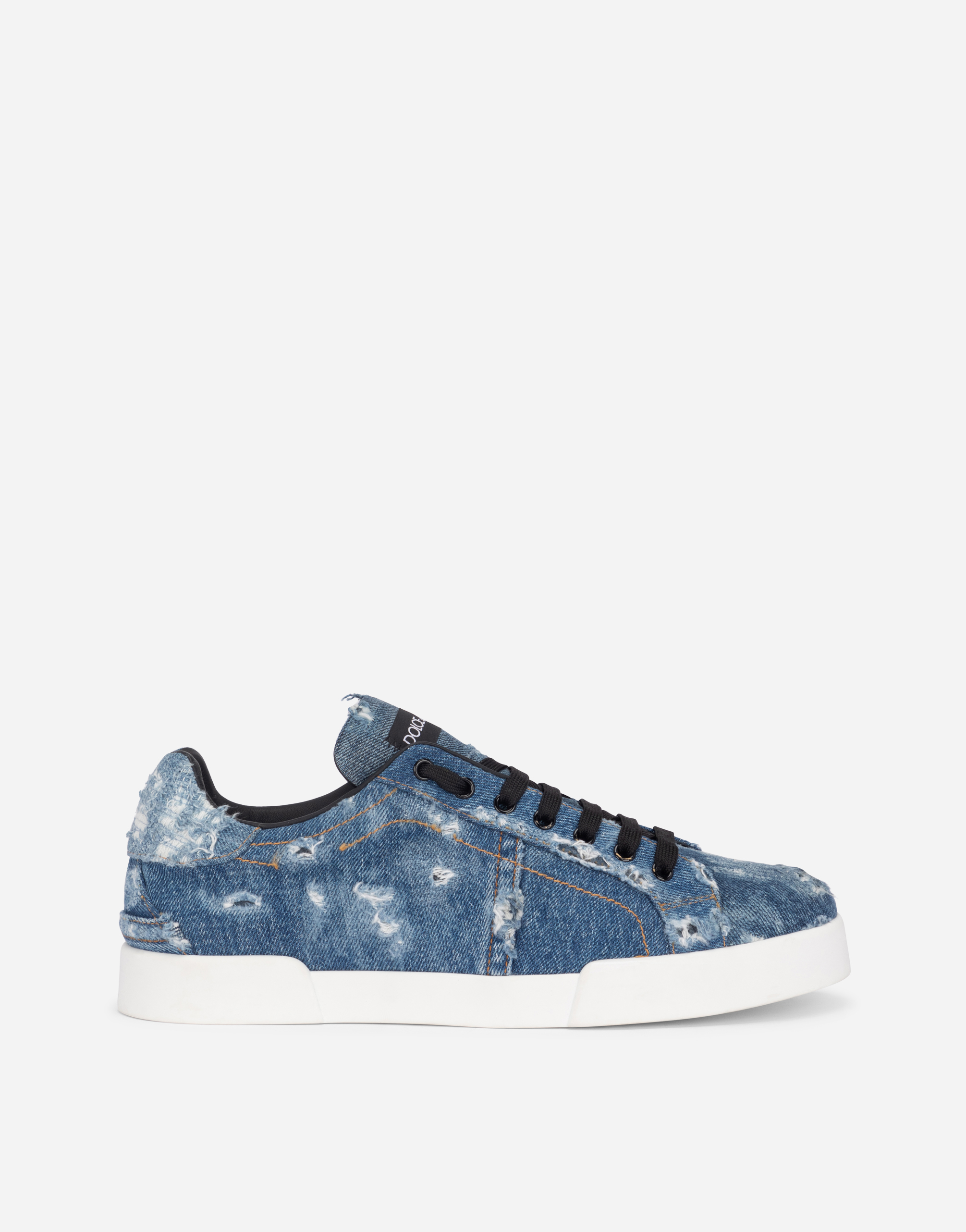 Denim patchwork Portofino sneakers in Blue