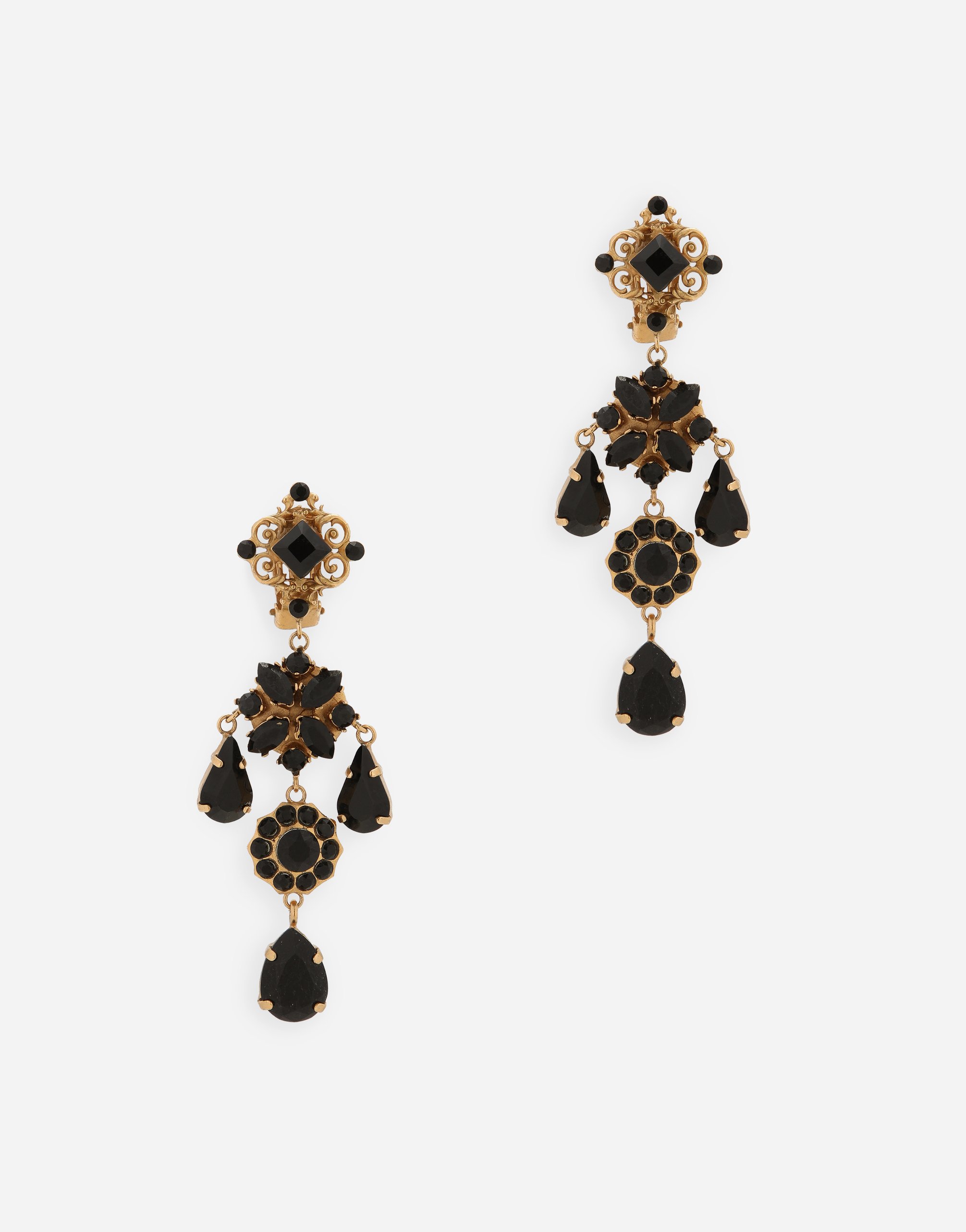 Drop earrings with rhinestone embellishment in Gold