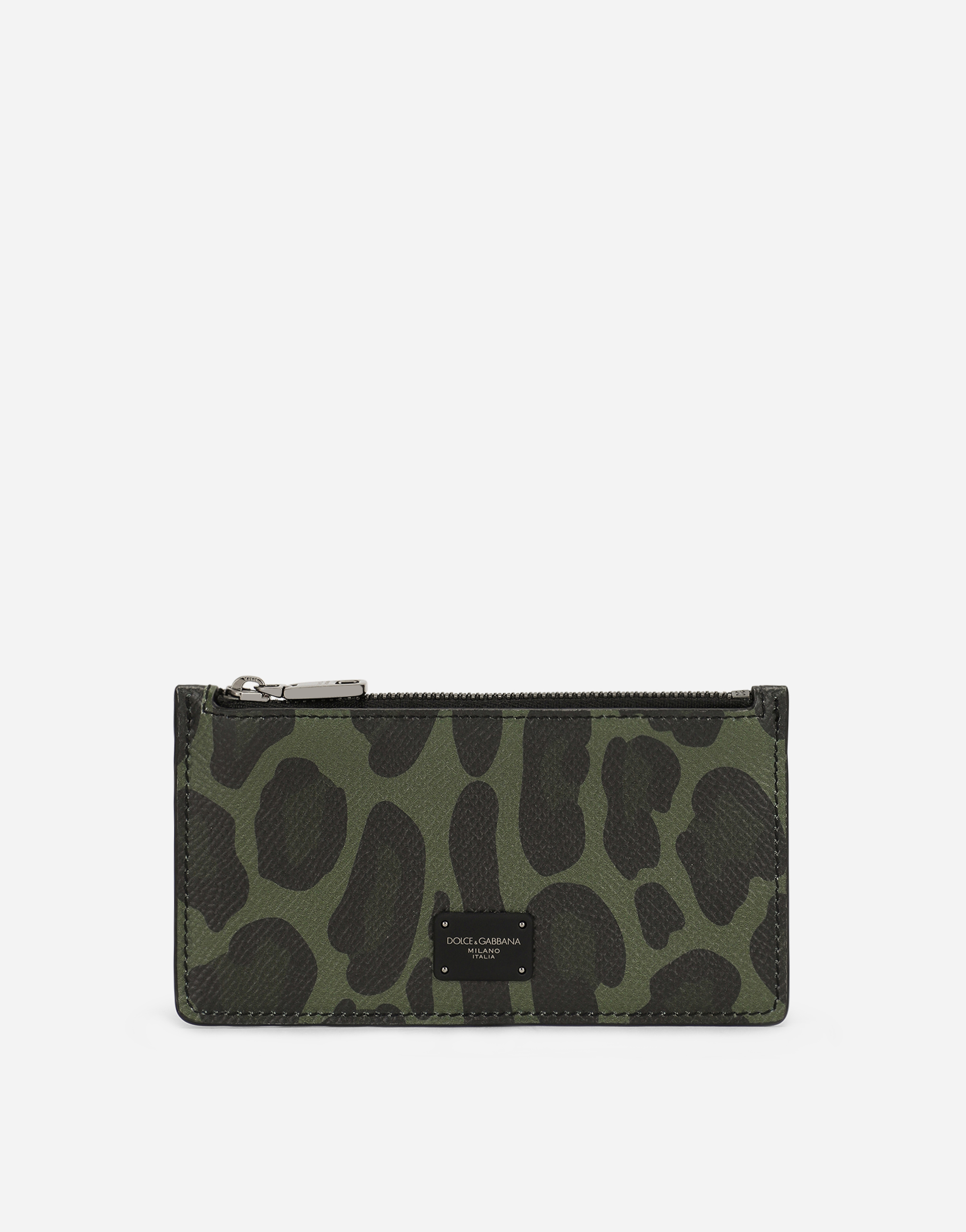 Dauphine calfskin card holder with camouflage print in Multicolor