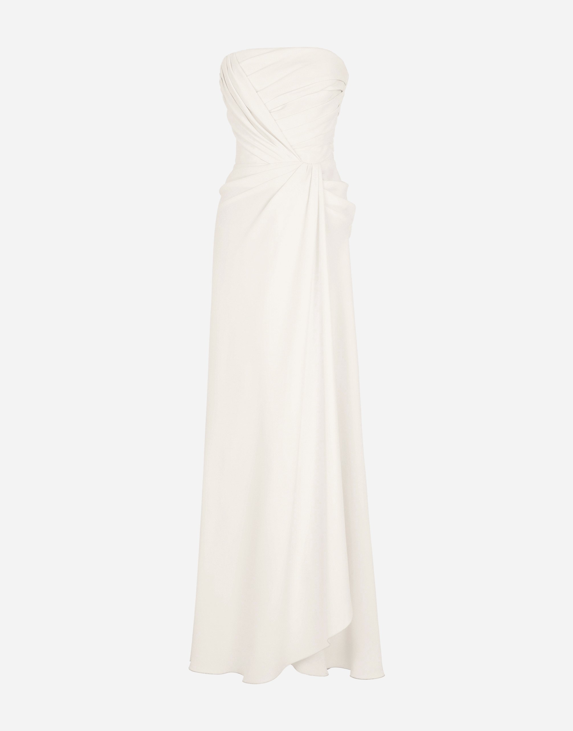 Long sable dress with side slit in White