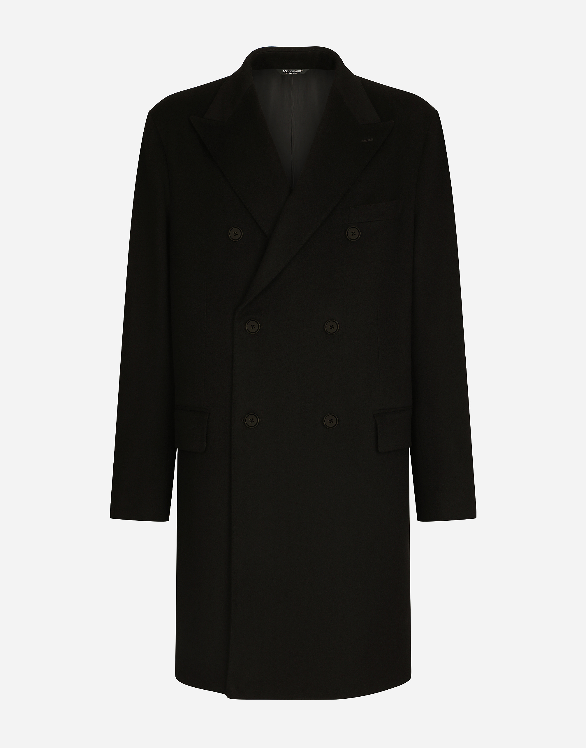 Deconstructed double-breasted wool coat in Black